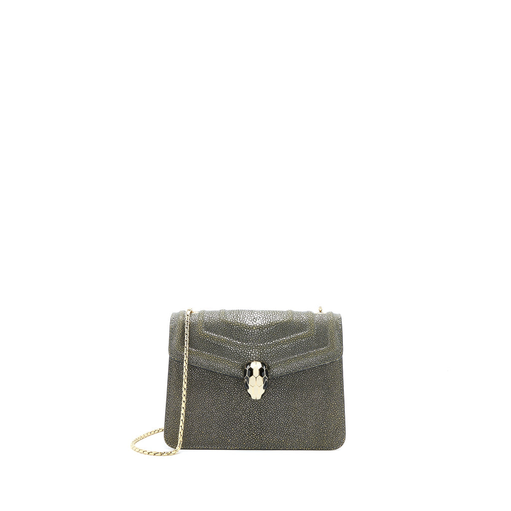 BVLGARI SERPENTI FOREVER CROSSBODY BAG STINGRAY LEATHER SILVER LGHW