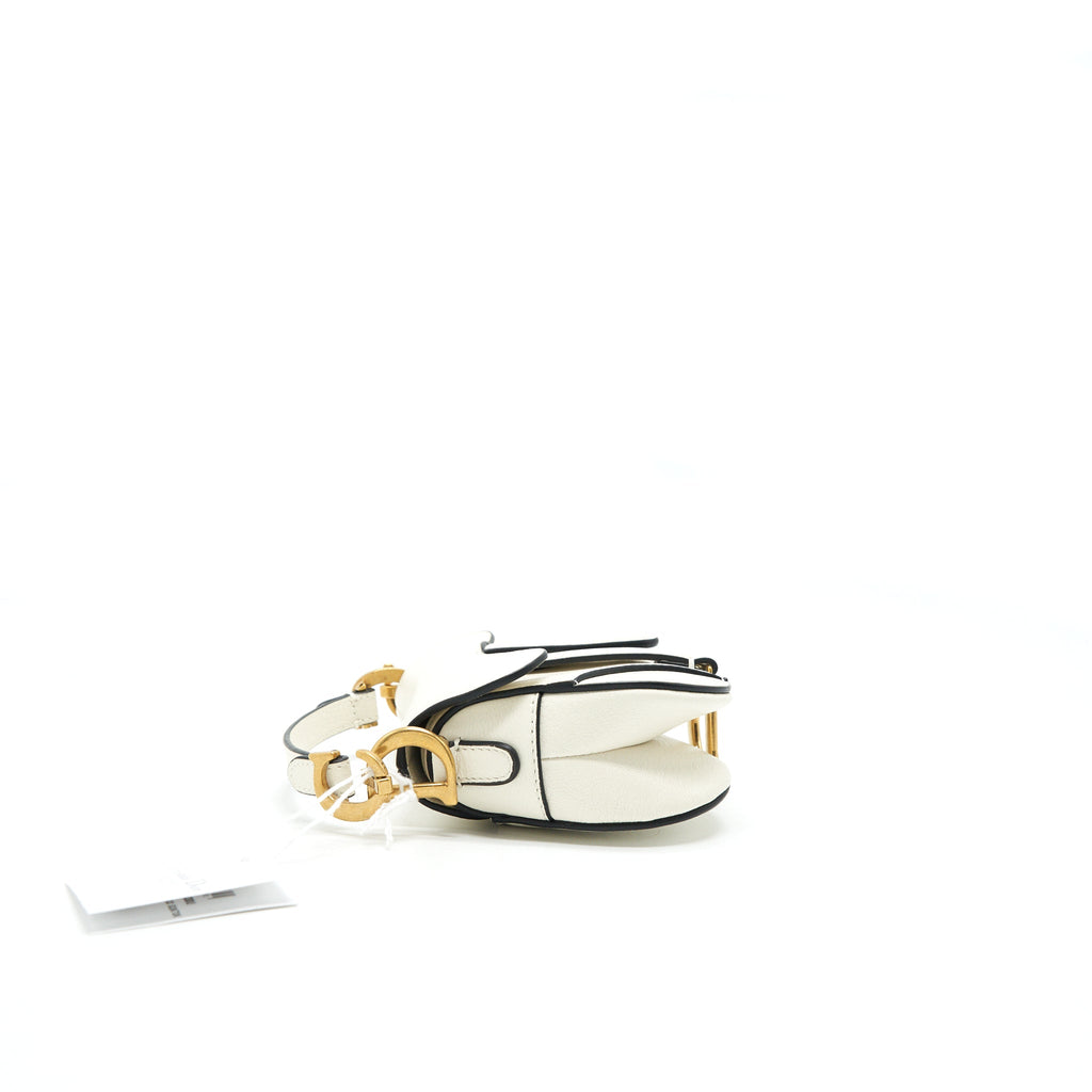 DIOR MICRO (SUPER MINI) SADDLE BAG GOAT SKIN WHITE GHW