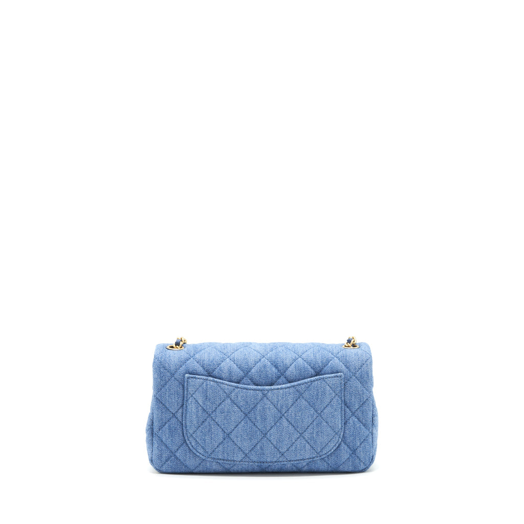 CHANEL 21K PEARL CRUSH MINI RECTANGULAR FLAP BAG DENIM GHW (MICROCHIP)