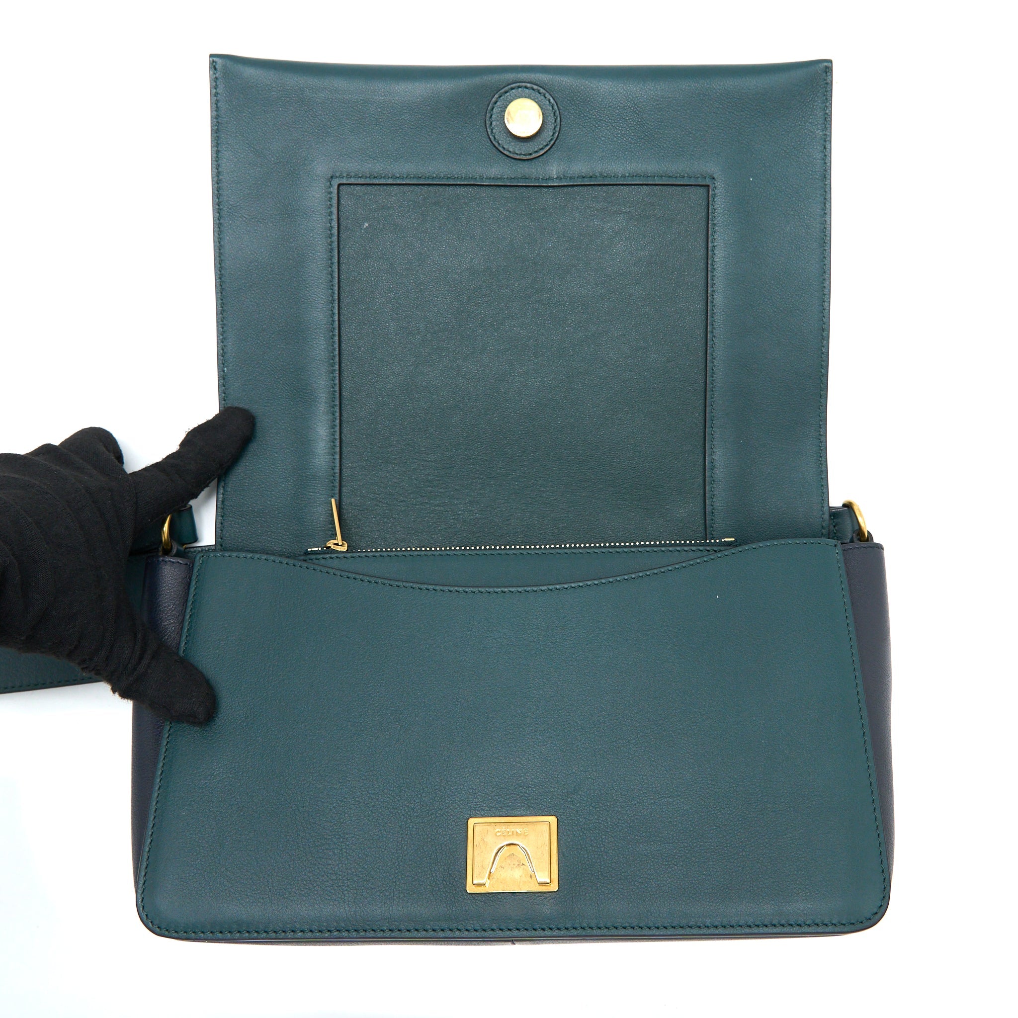 CELINE FRAME BAG CALFSKIN NAVY/DARK GREEN GHW