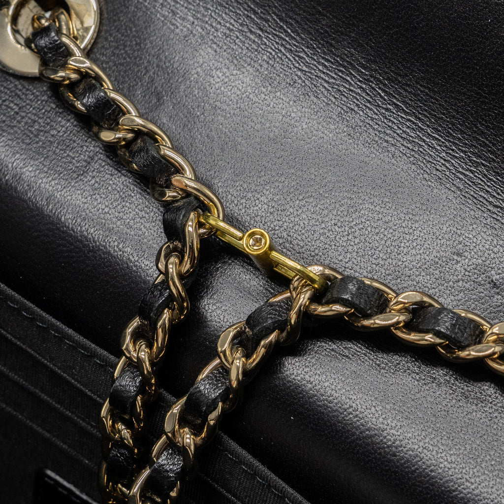 CHANEL MINI TRENDY CC WALLET ON CHAIN LAMBSKIN BLACK LGHW