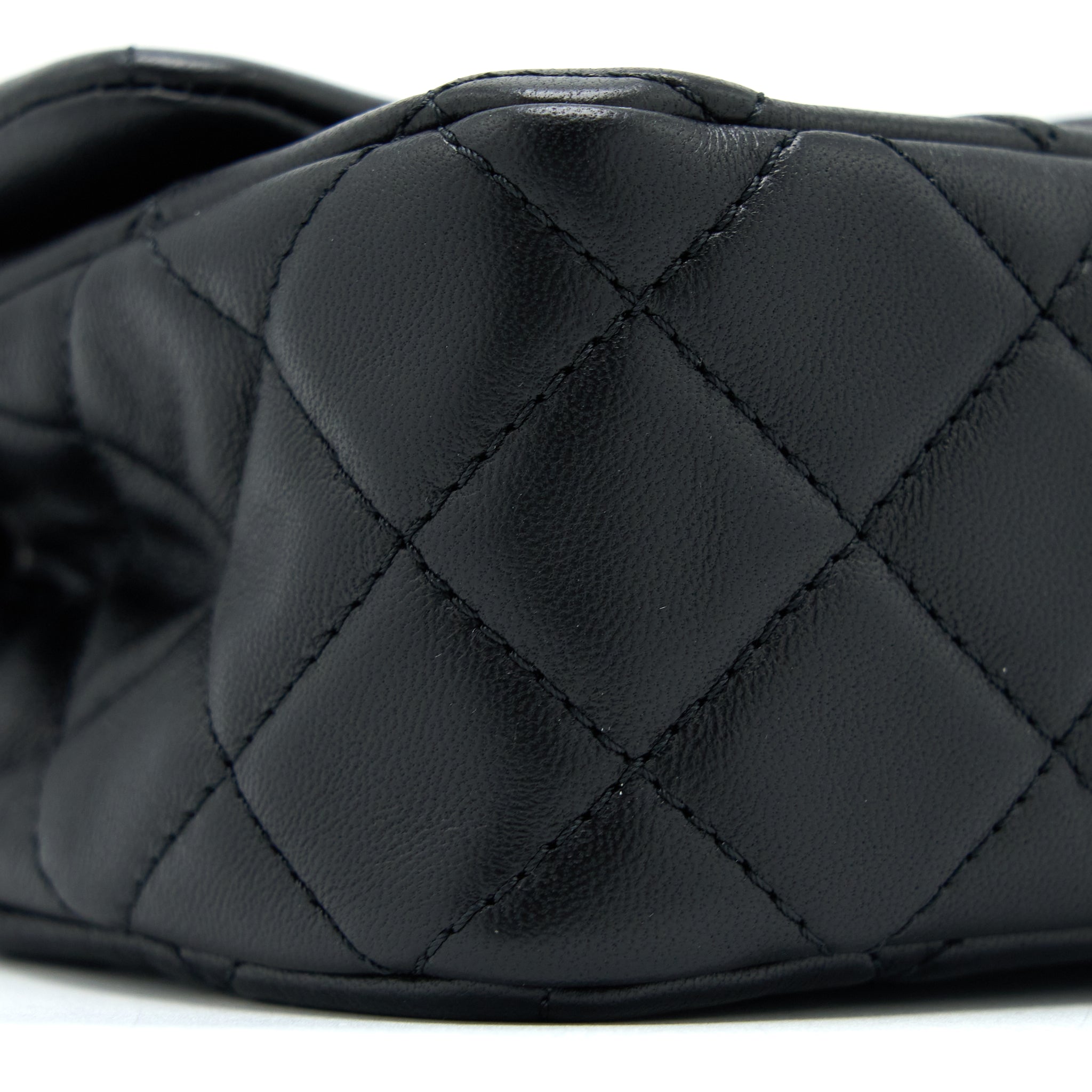CHANEL PEARL CRUSH MINI RECTANGULAR LAMBSKIN BLACK BRUSHED GHW (MICROCHIP)