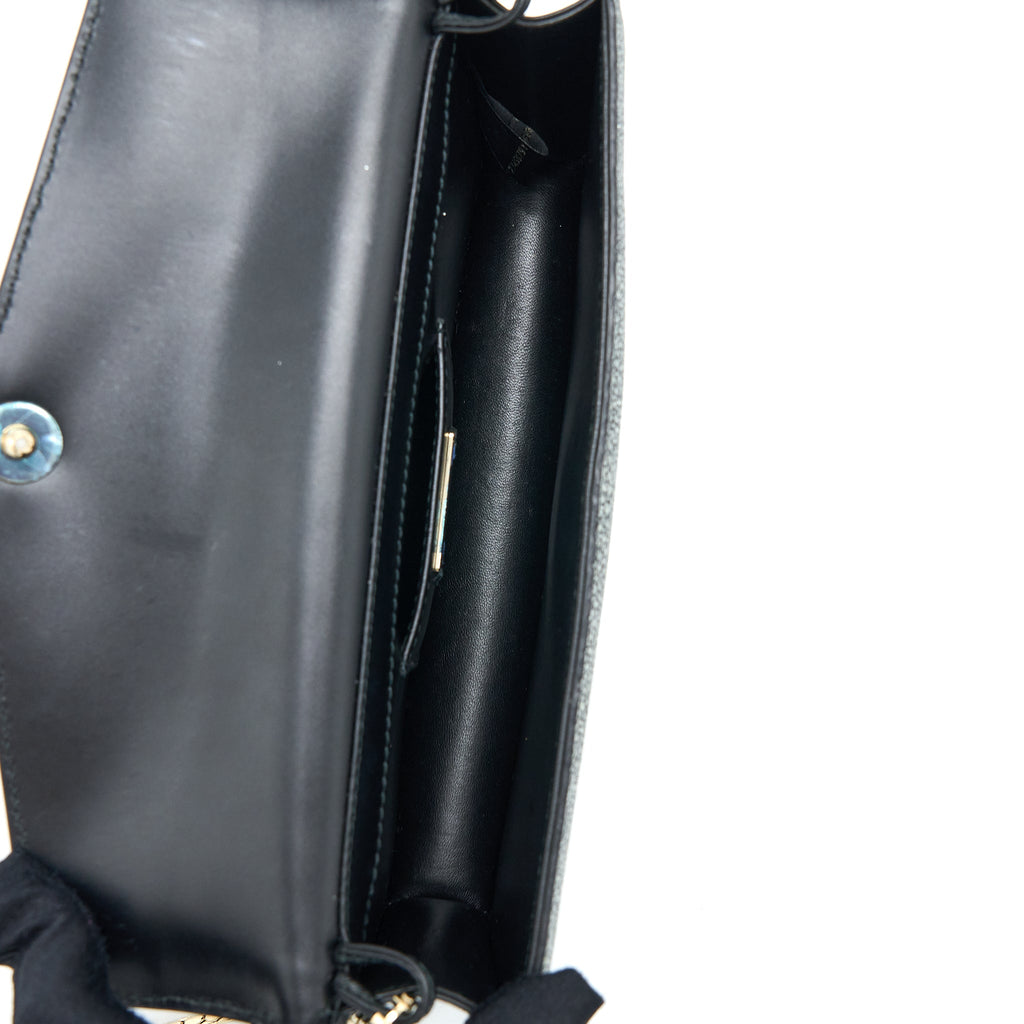 BVLGARI SERPENTI FOREVER CLUTCH WITH CHAIN STINGRAY LEATHER GREY LGHW
