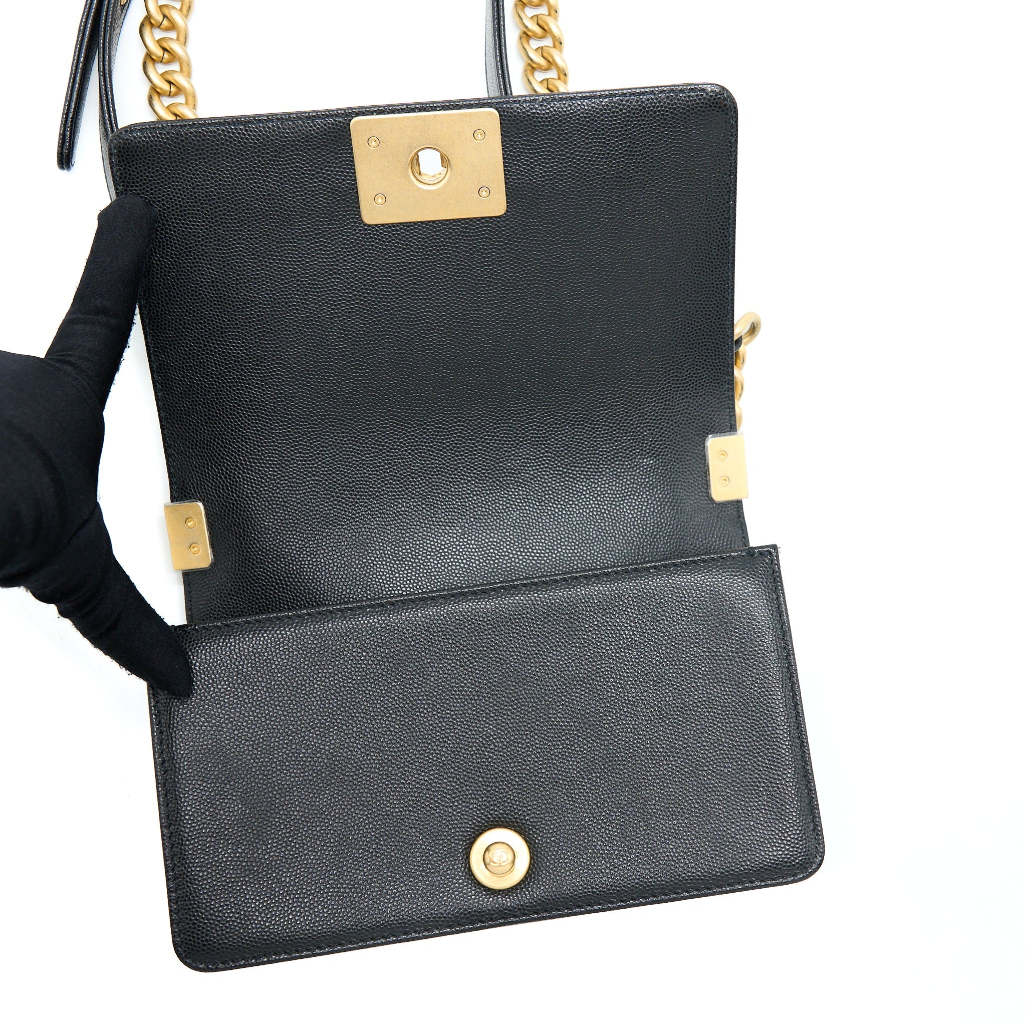 CHANEL SMALL BOY BAG CAVIAR BLACK GHW