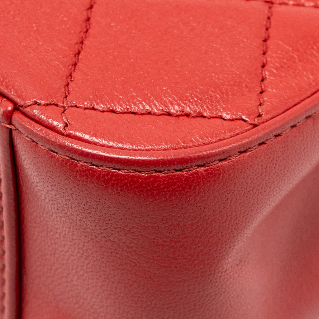 CHANEL CHAIN TOP HANDLE INFINITE FLAP BAG LEATHER RED GHW