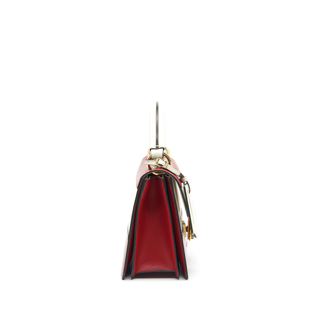 GUCCI QUEEN MARGARET TOP HANDLE BAG WHITE/ RED