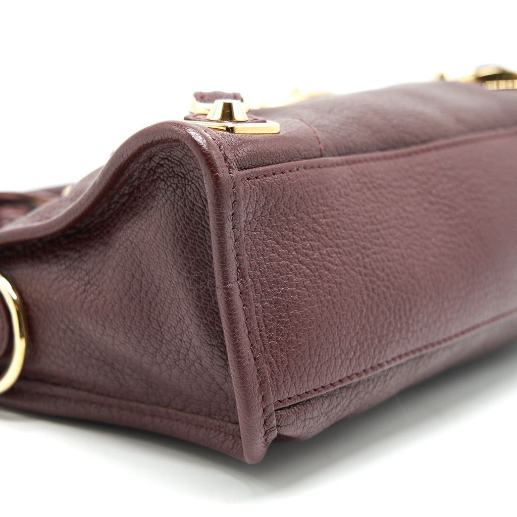 BALENCIAGA MINI EDGED CITY BAG BURGUNDY WITH GHW