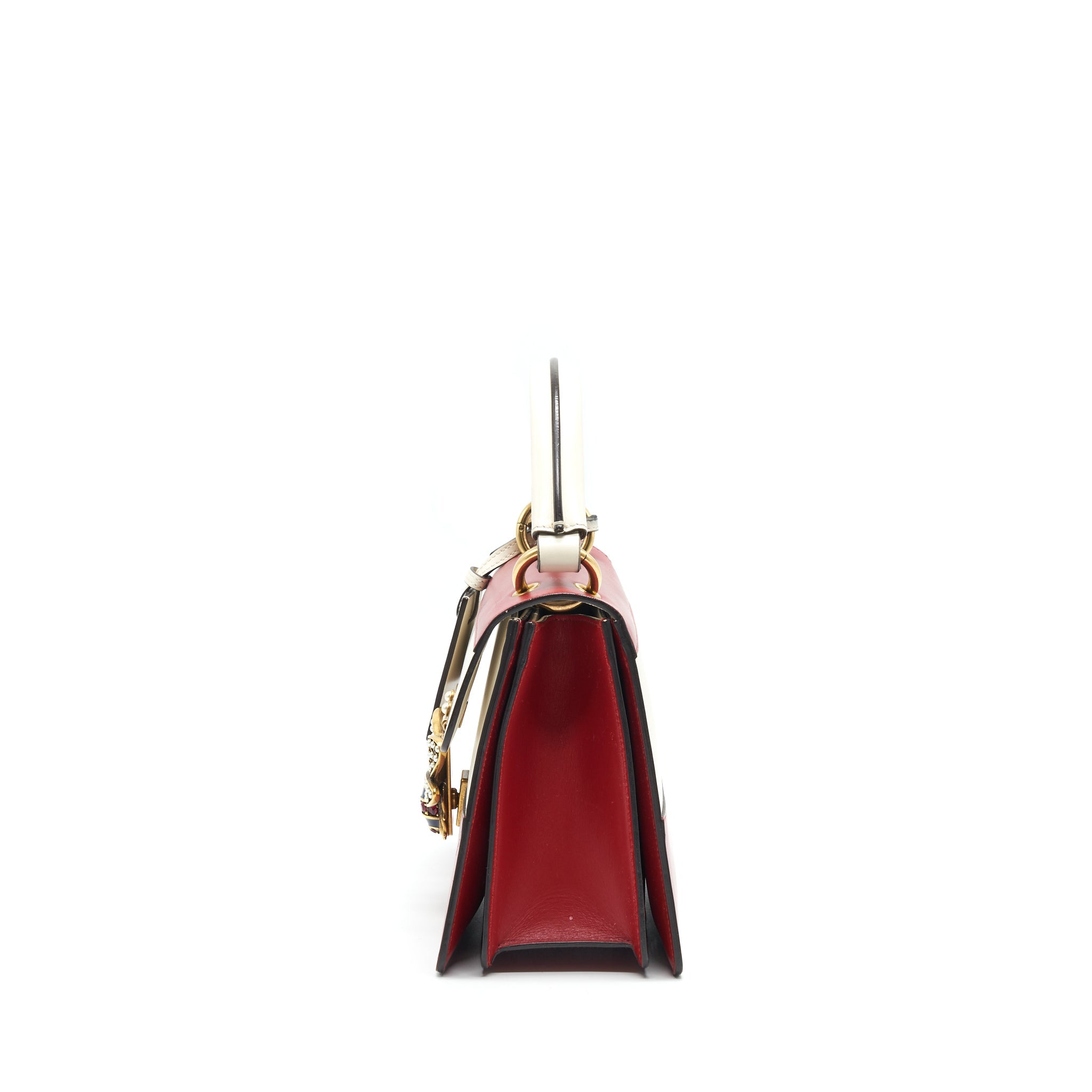 GUCCI QUEEN MARGARET TOP HANDLE BAG WHITE/ RED