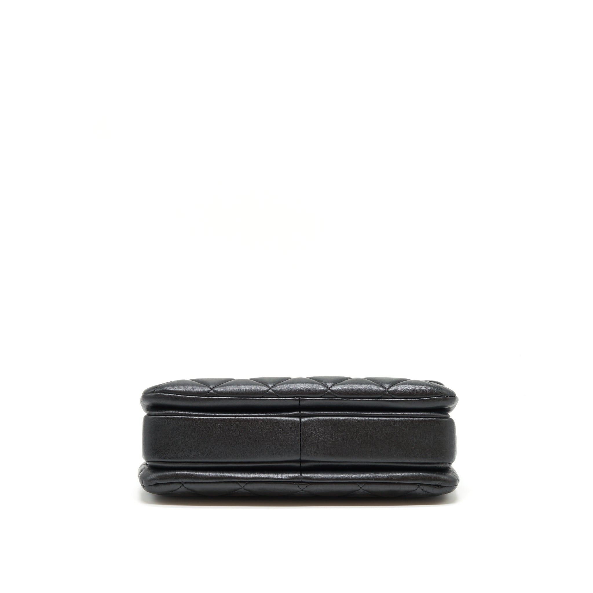 CHANEL SMALL TRENDY CC FLAP BAG WITH TOP HANDLE LAMBSKIN BLACK LGHW