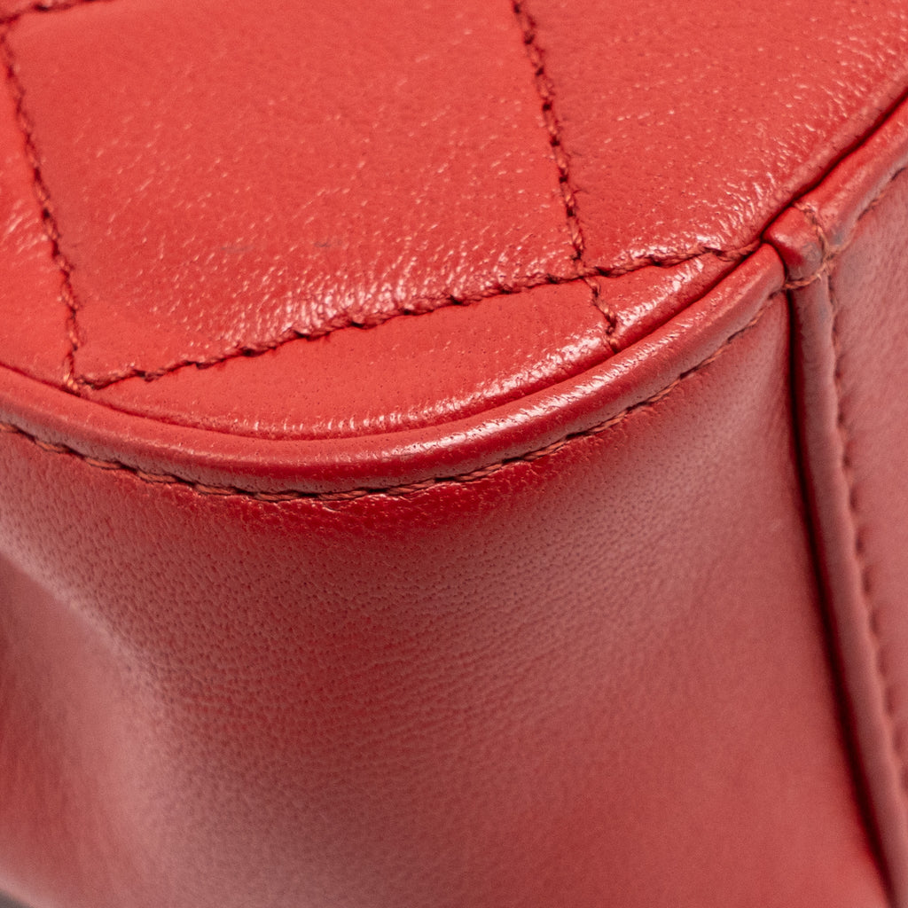 CHANEL CHAIN TOP HANDLE INFINITE FLAP BAG LEATHER RED GHW