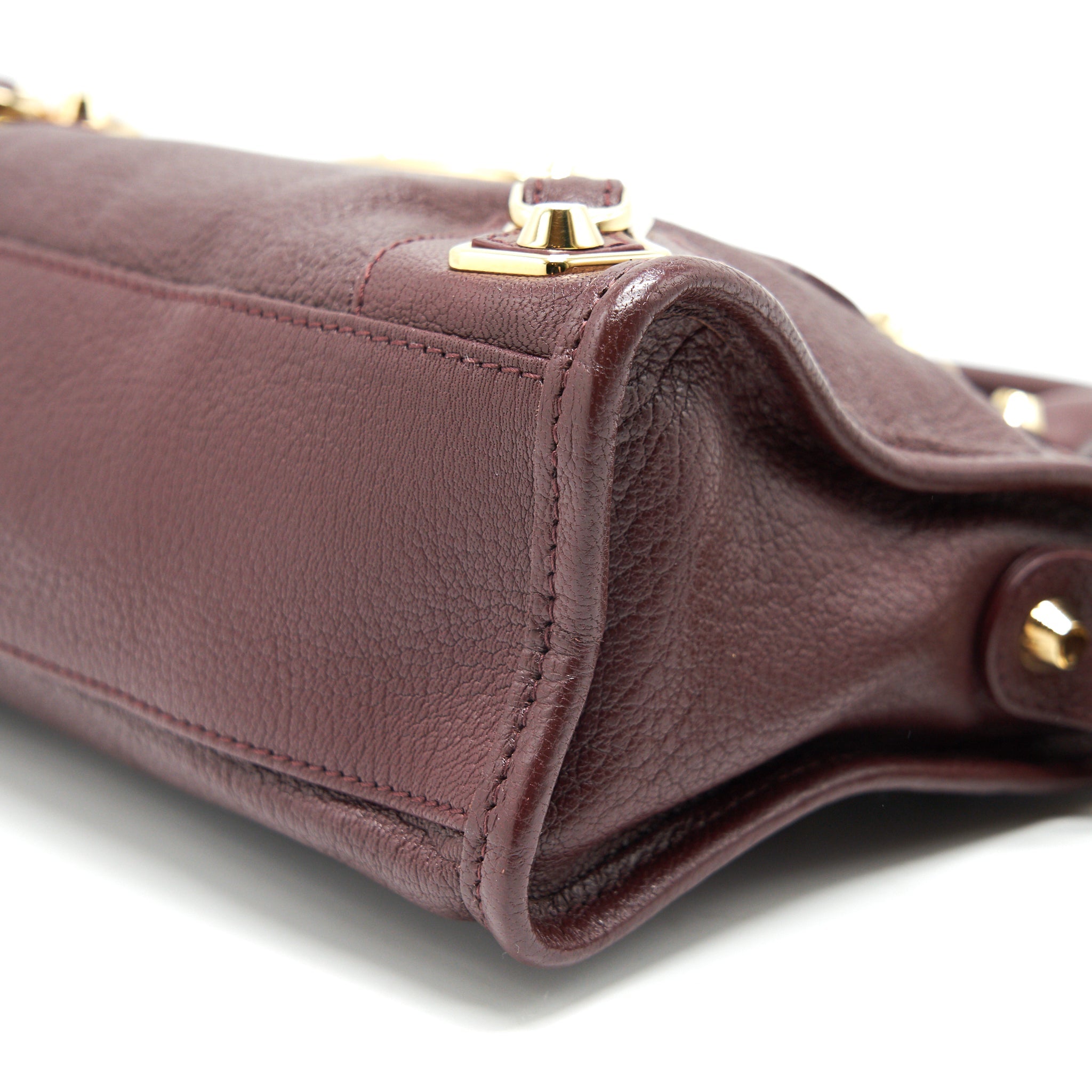 BALENCIAGA MINI EDGED CITY BAG BURGUNDY WITH GHW