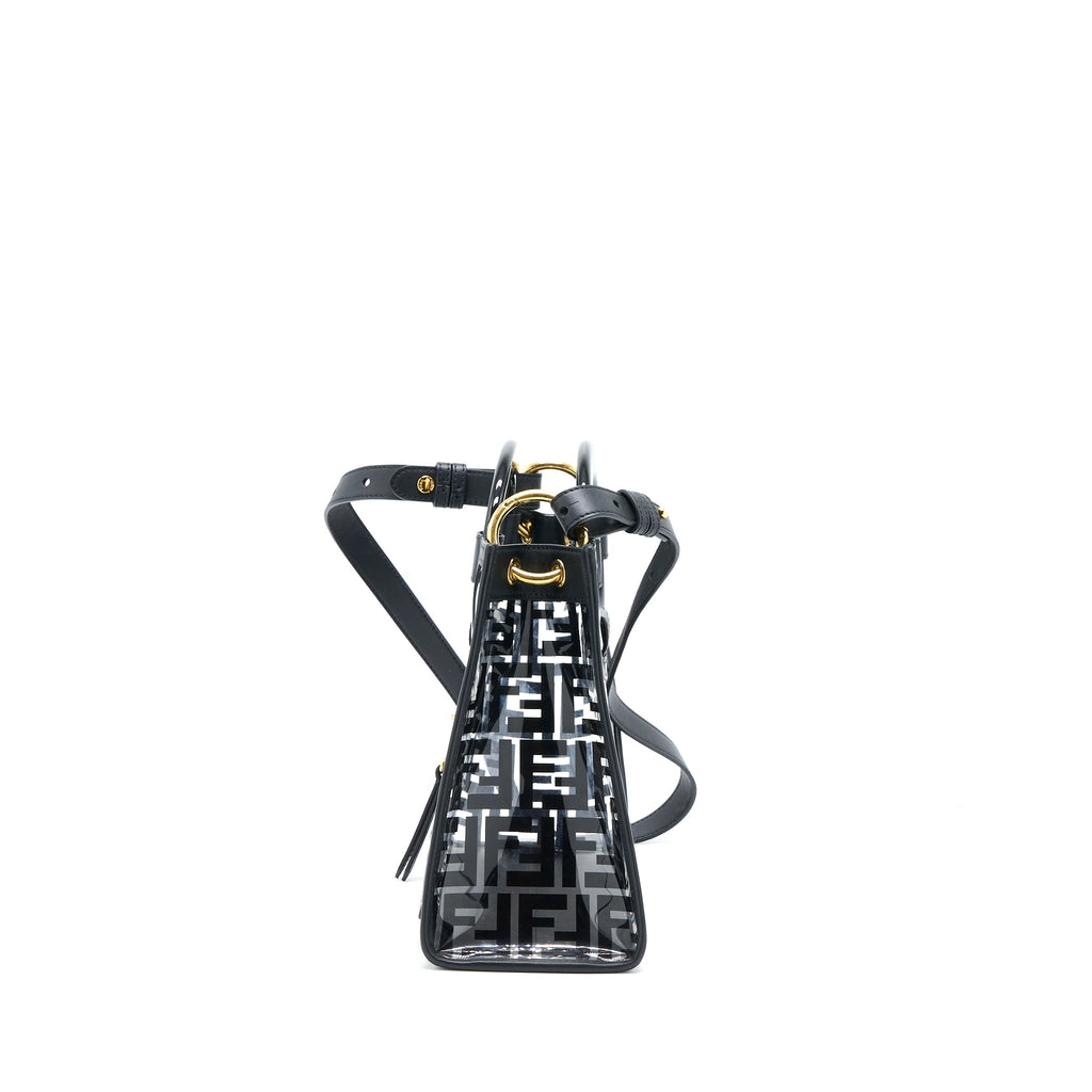 FENDI TRANSPARENT SMALL RUNAWAY TOTE PVC/LEATHER BLACK GHW