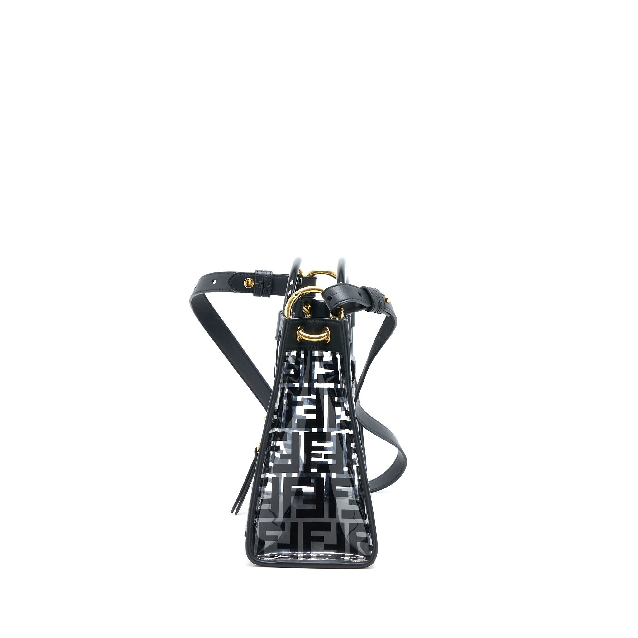 FENDI TRANSPARENT SMALL RUNAWAY TOTE PVC/LEATHER BLACK GHW