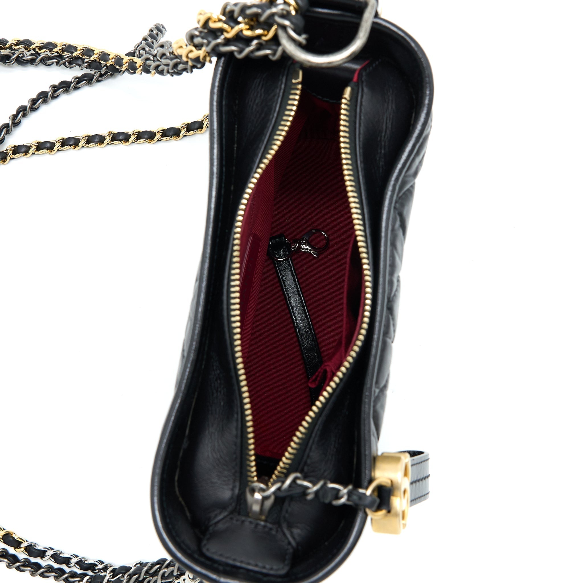 CHANEL SMALL GABRIELLE HOBO BAG AGED CALFSKIN BLACK MULTICOLOUR HARDWARE
