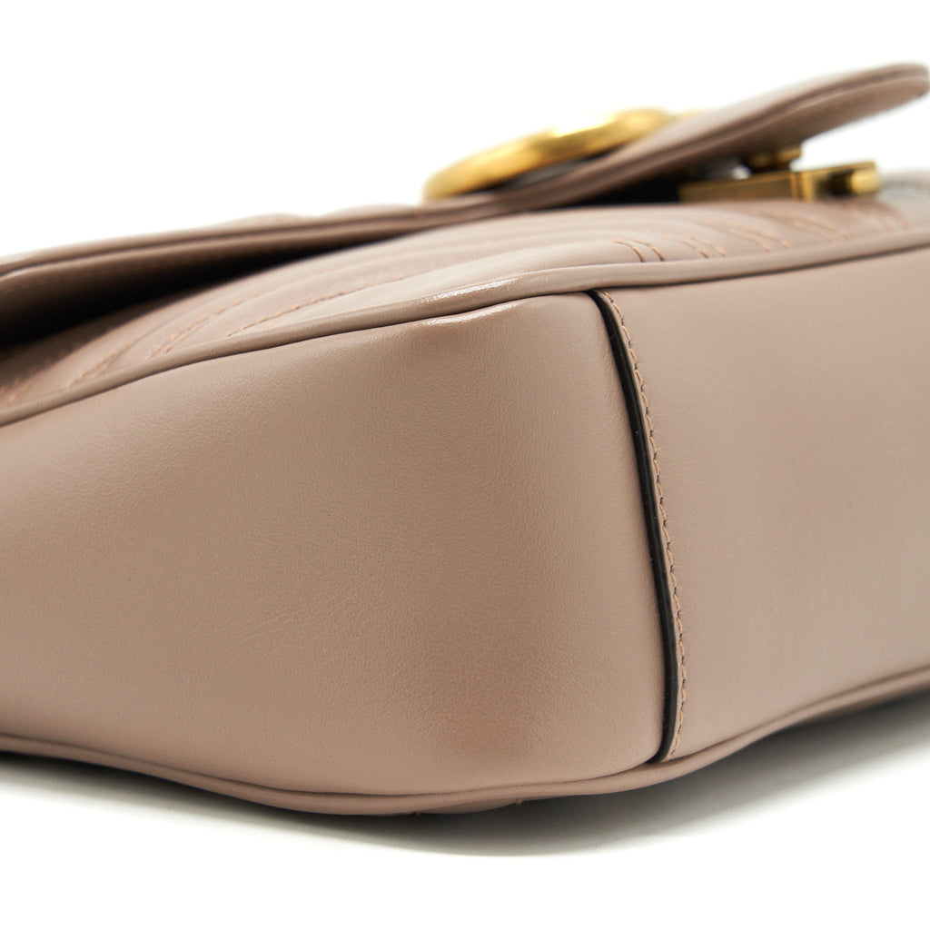 GUCCI MARMONT SMALL DUSTY PINK MATELASSÉ SHOULDER BAG GHW