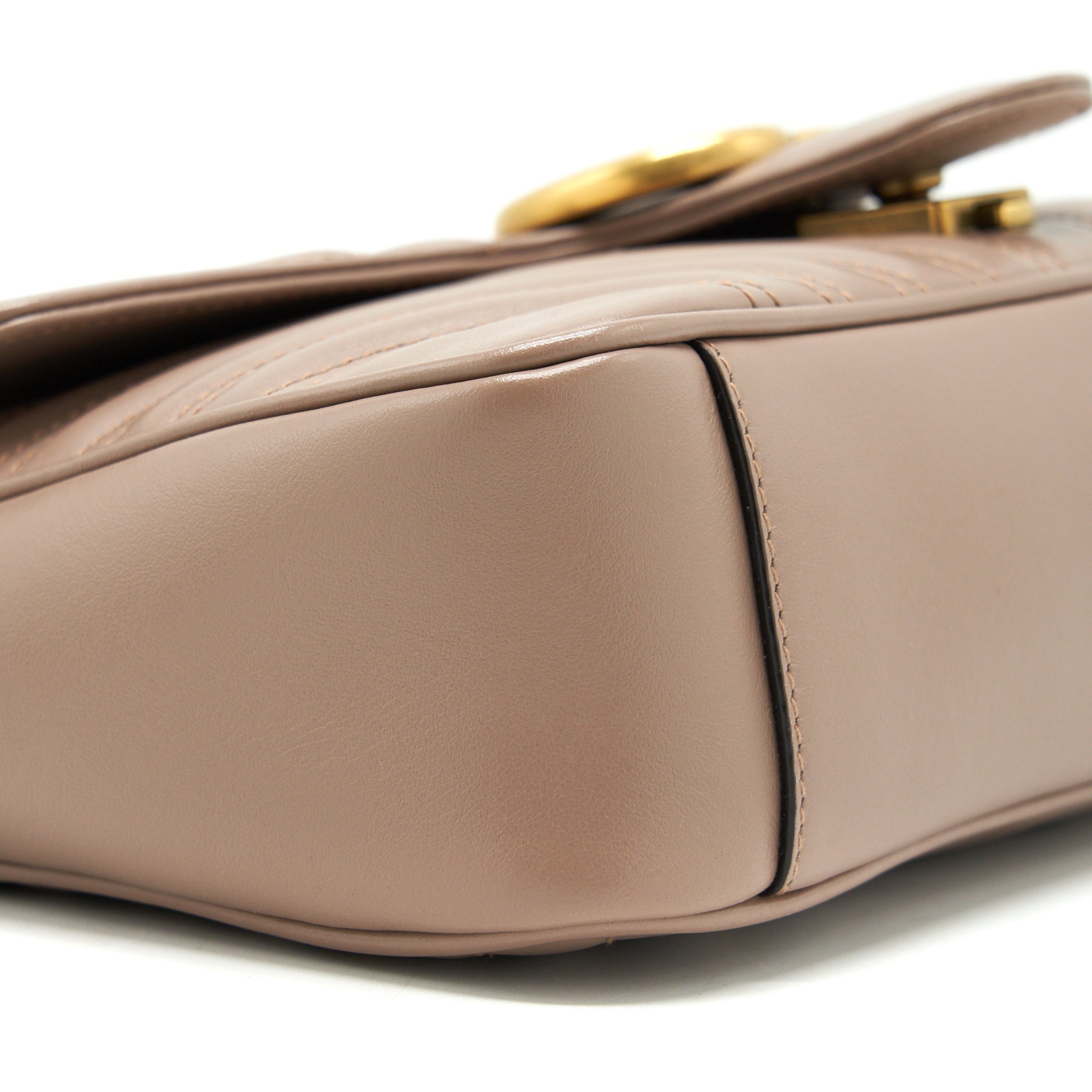 GUCCI MARMONT SMALL DUSTY PINK MATELASSÉ SHOULDER BAG GHW