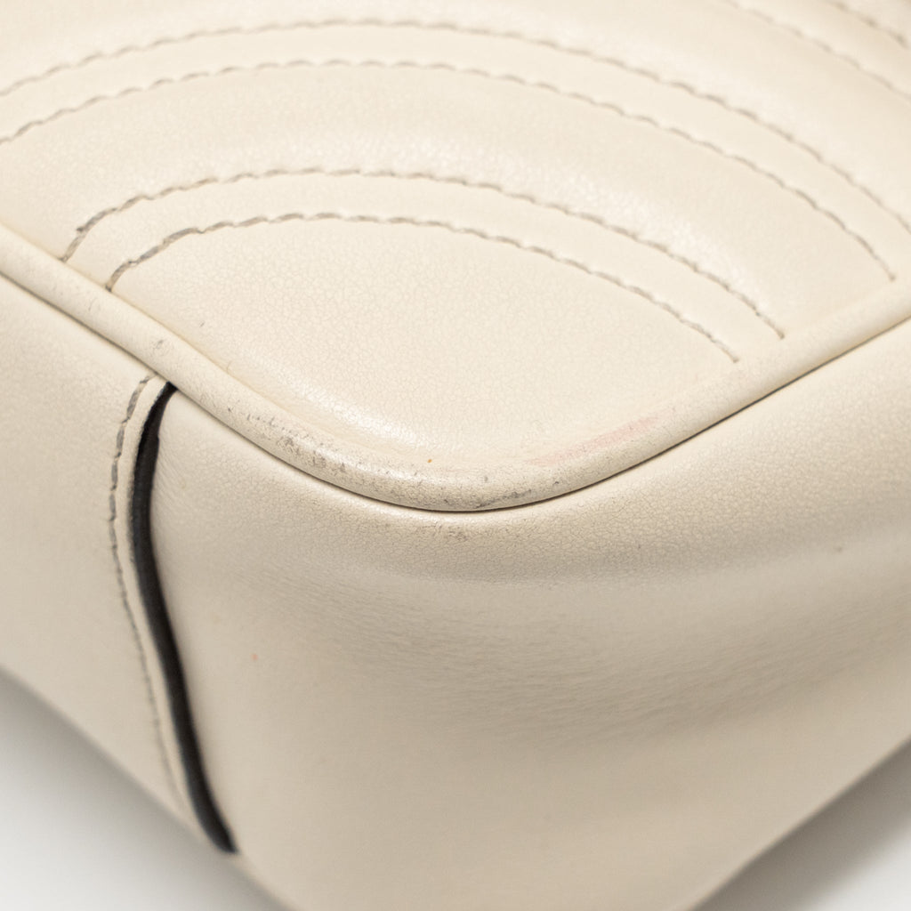 GUCCI MINI MARMONT BAG CALFSKIN WHITE GHW