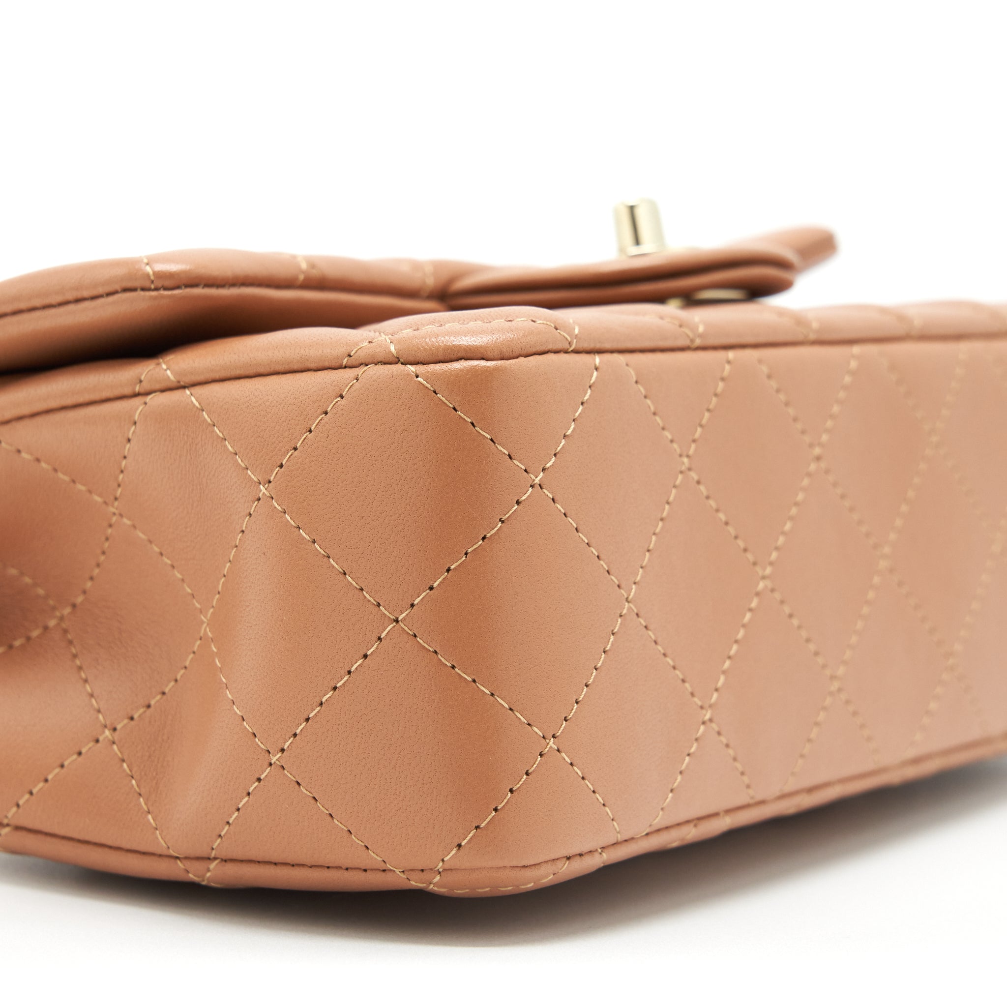 CHANEL MINI RECTANGULAR FLAP BAG LAMBSKIN CARAMEL LGHW