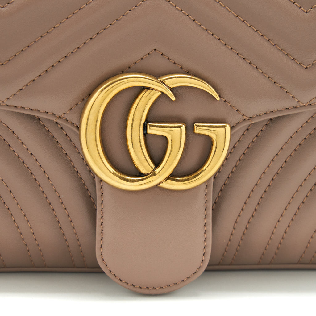 GUCCI MARMONT SMALL DUSTY PINK MATELASSÉ SHOULDER BAG GHW
