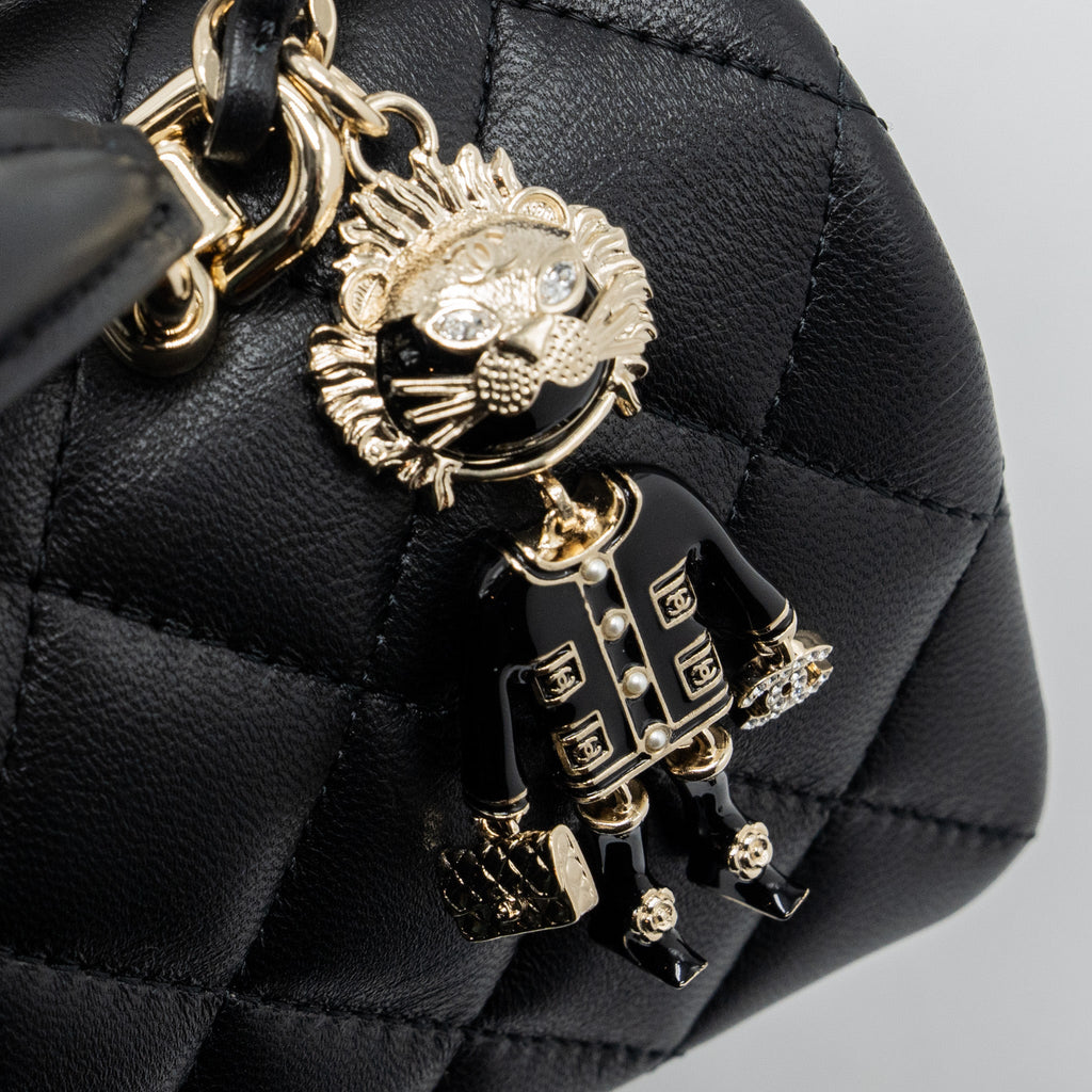 CHANEL 22P LION CHARM TOP HANDLE MINI RECTANGULAR FLAP BAG LAMBSKIN BLACK LGHW (MICROCHIP)