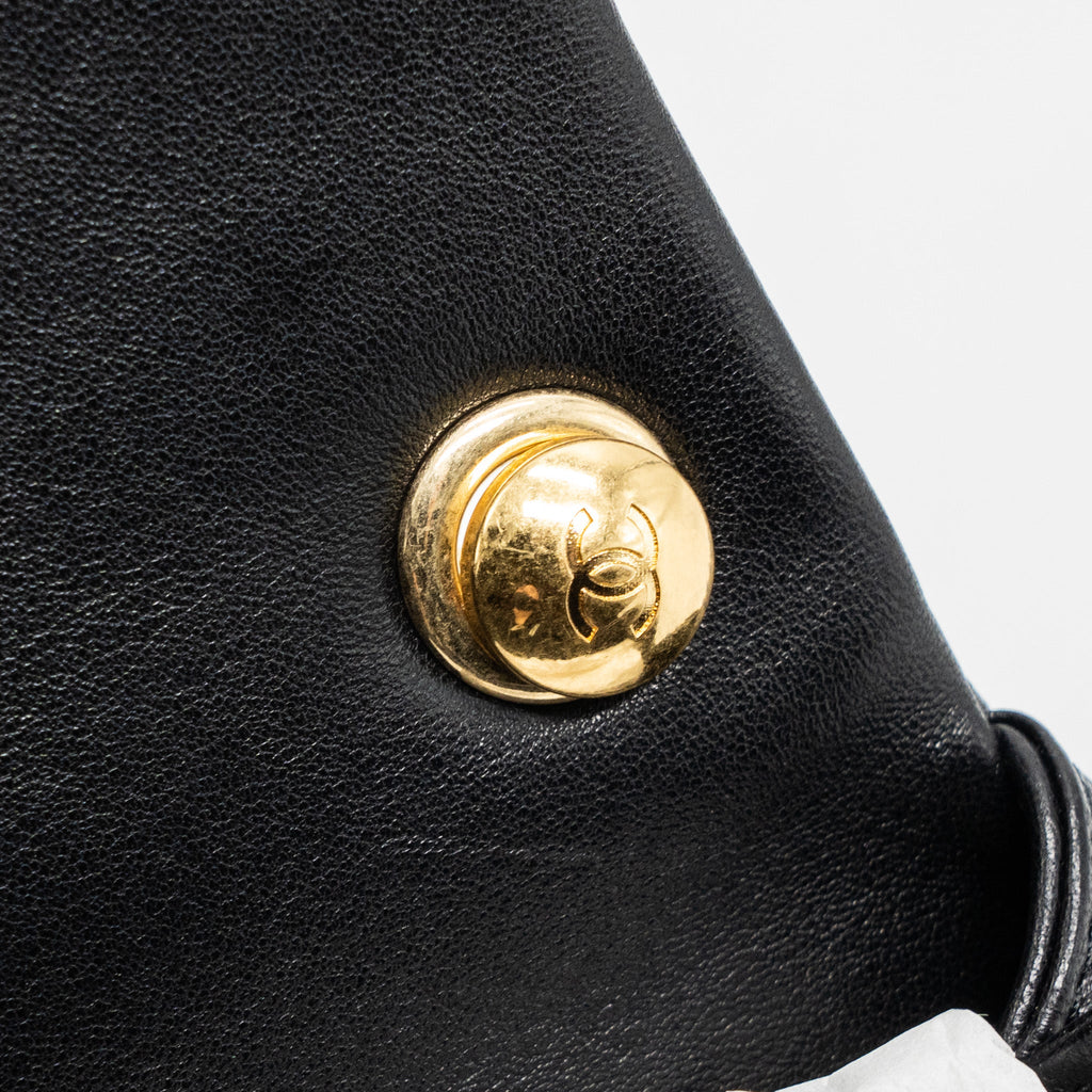 CHANEL ROUND HANDLE MINI SQUARE CROSSBODY BAG LAMBSKIN BRUSHED GHW(MICROCHIP)