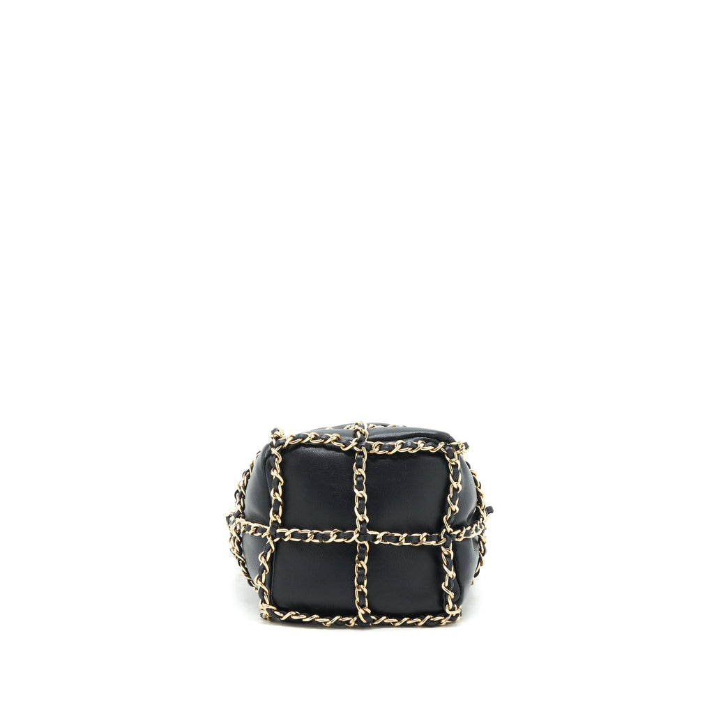 CHANEL 21C BUCKET CHAINS LAMBSKIN BLACK LGHW