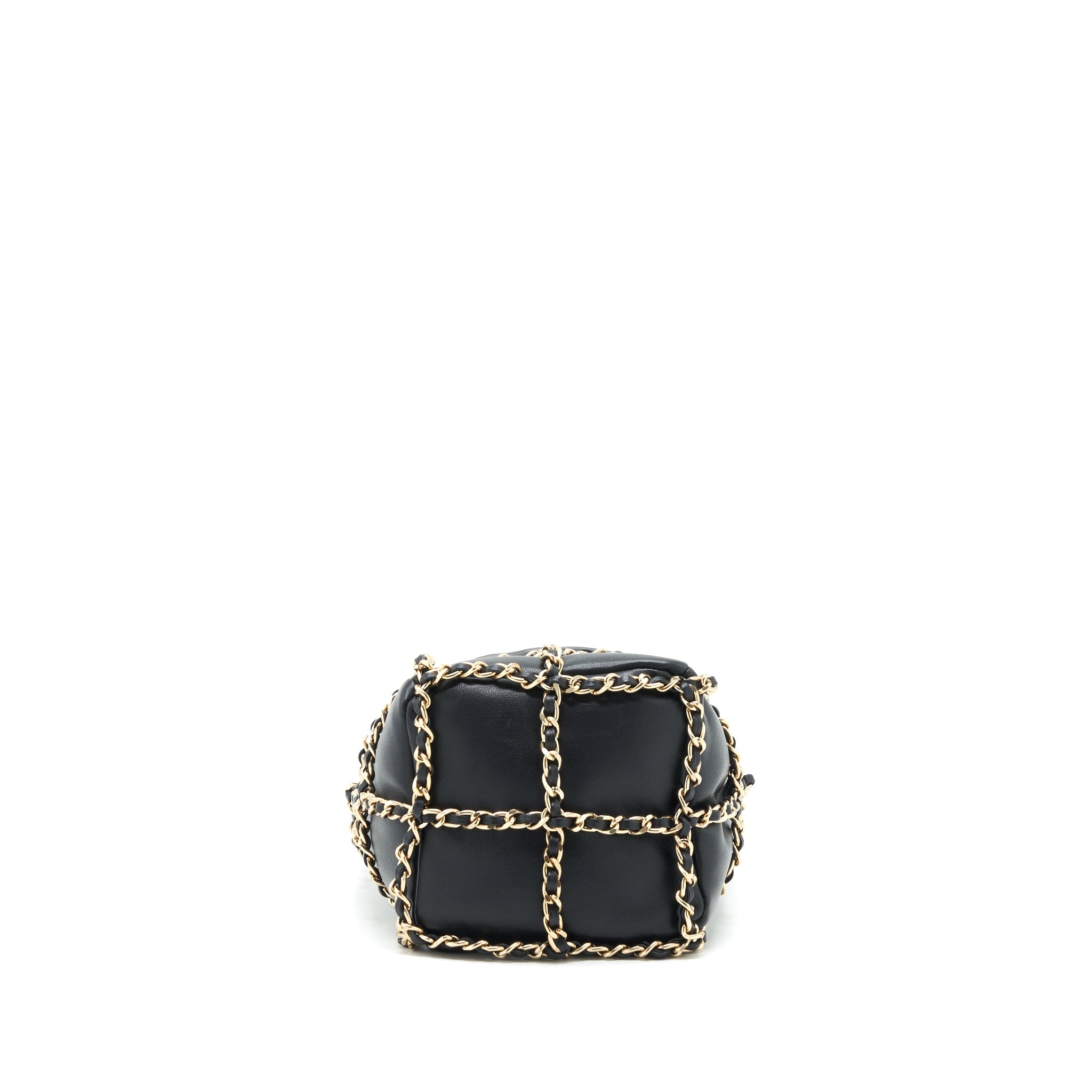 CHANEL 21C BUCKET CHAINS LAMBSKIN BLACK LGHW