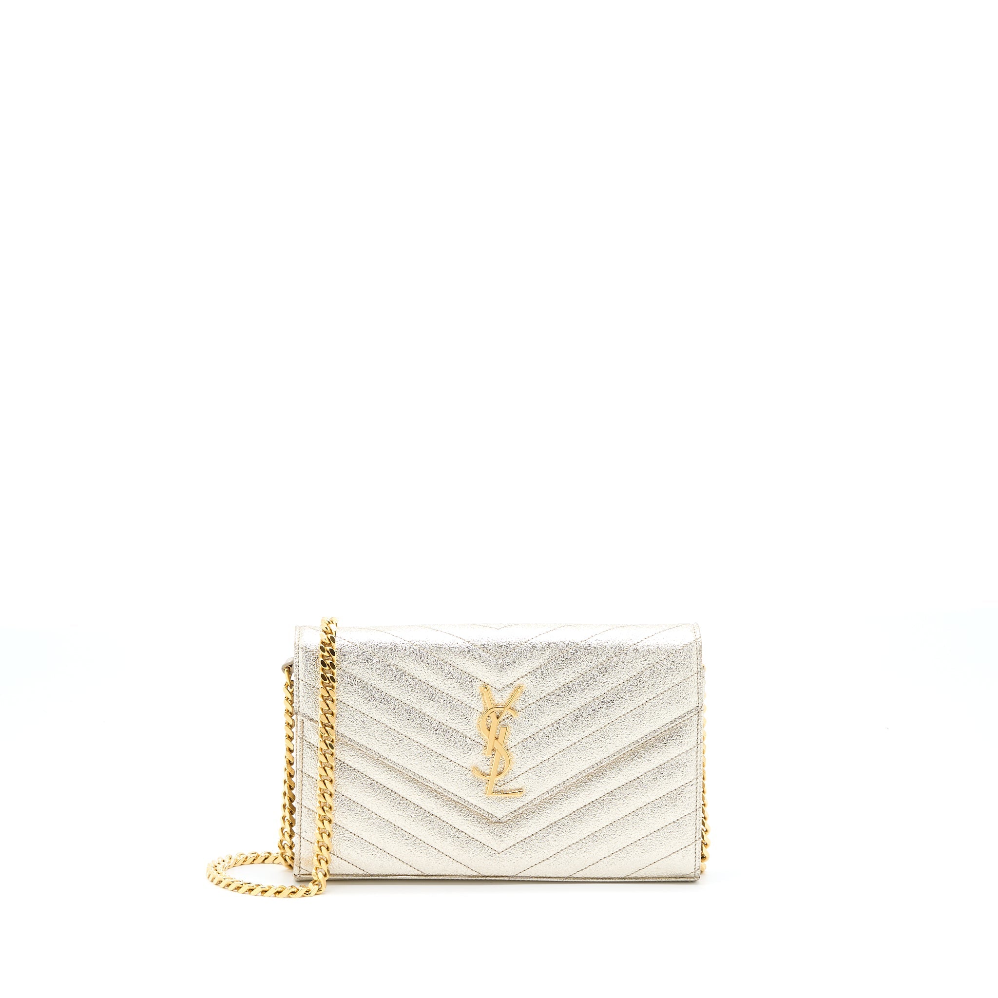 SAINT LAURENT/YSL ENVELOP CHAIN WALLET CALFSKIN GOLD GHW