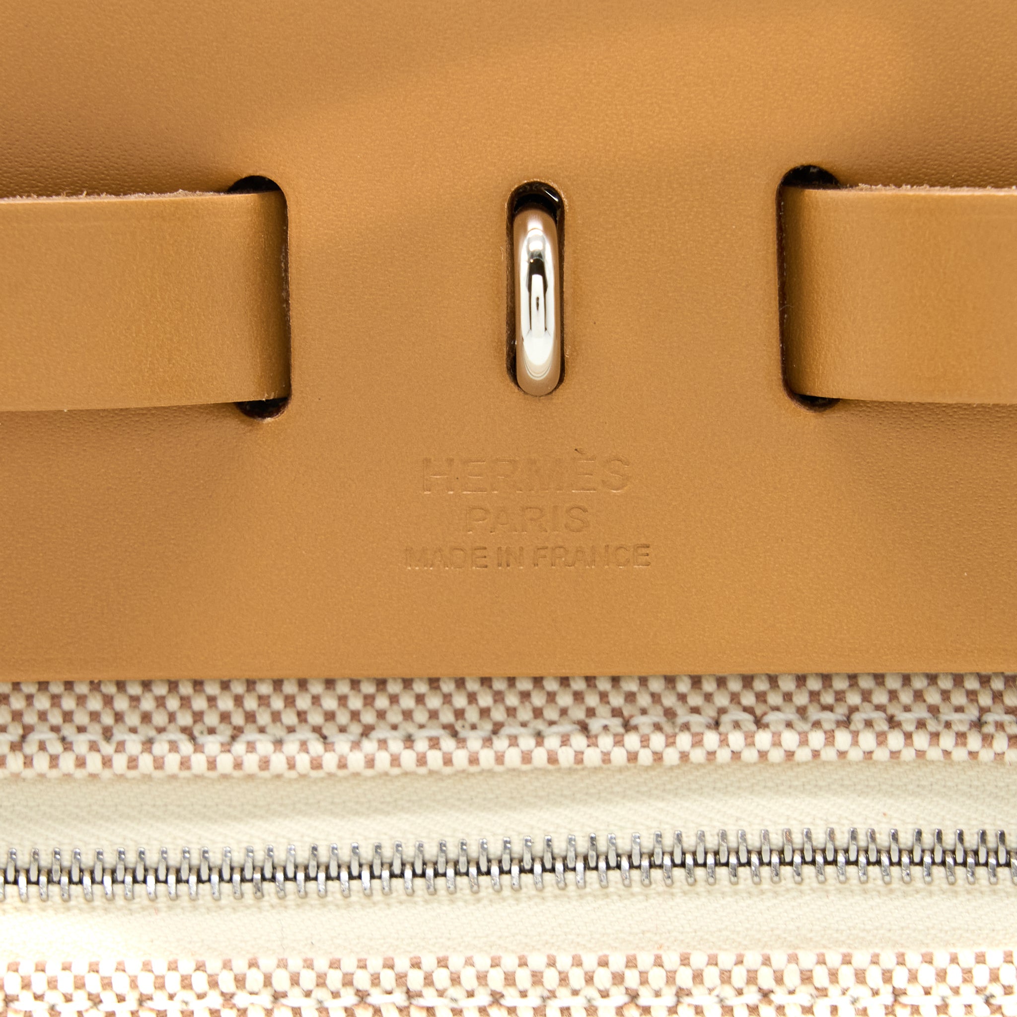 HERMES HERBAG ZIP 31 TOILE H EN RELIEF BRIDES SABLE/ ECRU BEIGE/ NAT SABLE