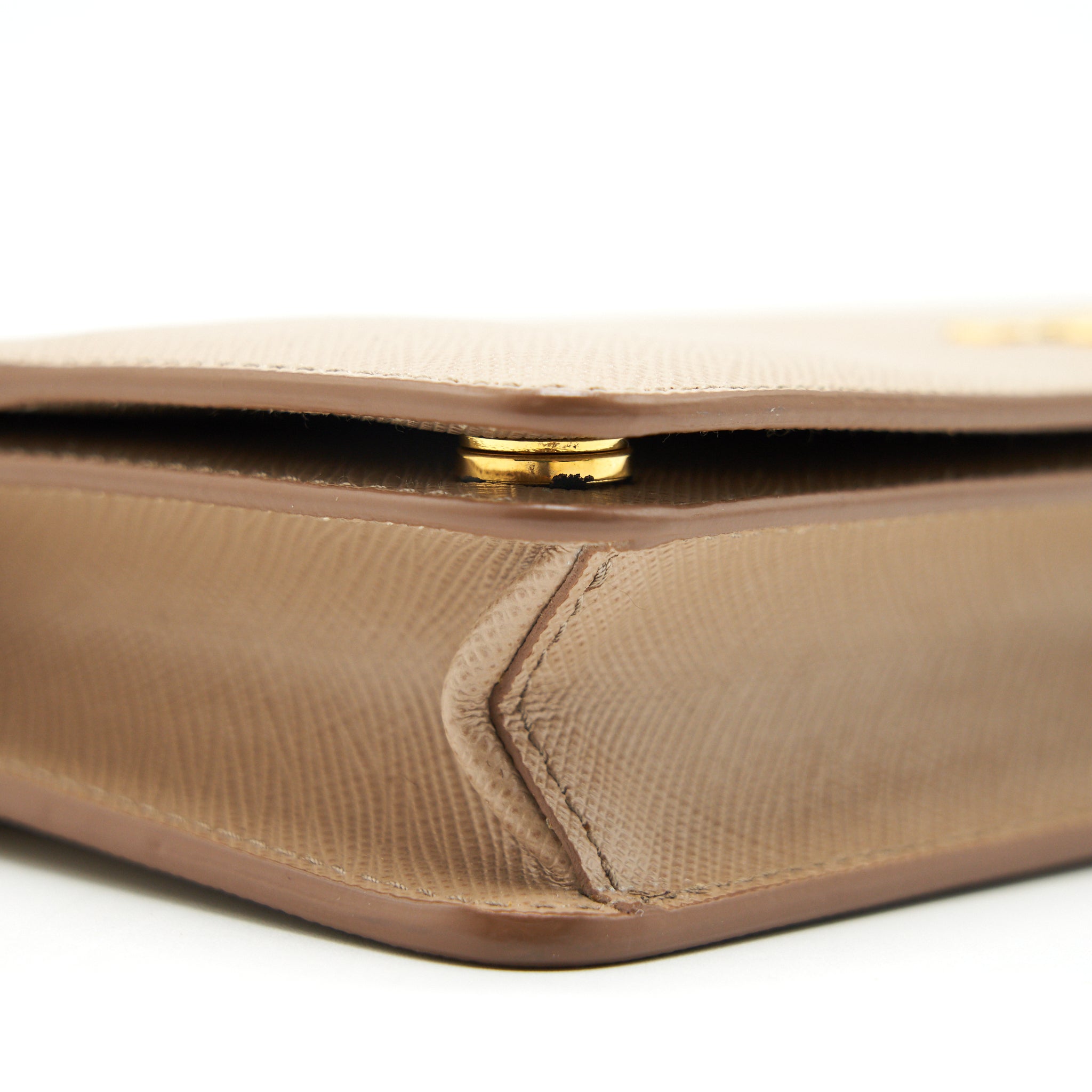 PRADA GIADA SAFFIANO LEATHER WALLET ON CHAIN BEIGE