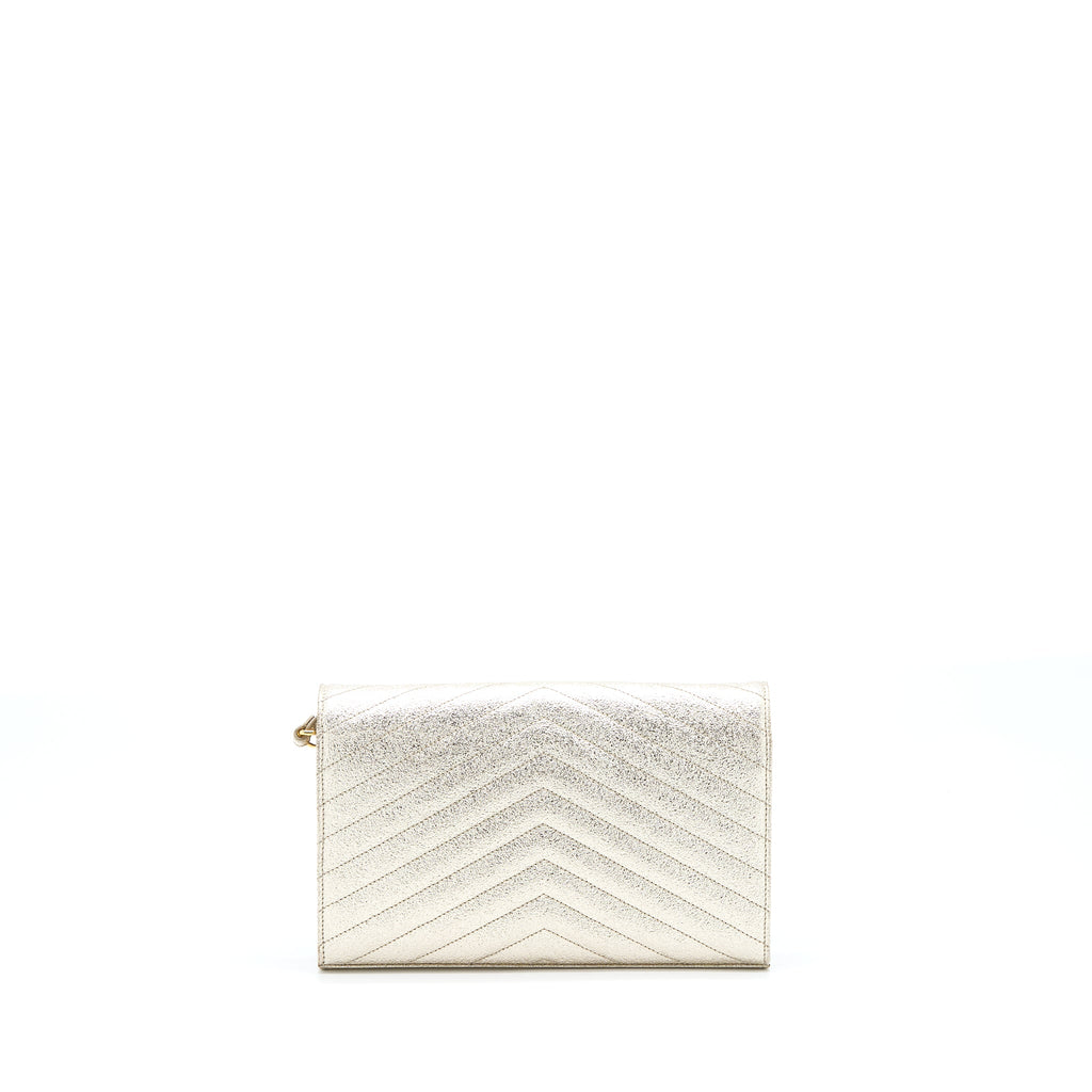 SAINT LAURENT/YSL ENVELOP CHAIN WALLET CALFSKIN GOLD GHW