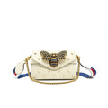GUCCI EMBELLISHED BROADWAY BEE BAG WHITE