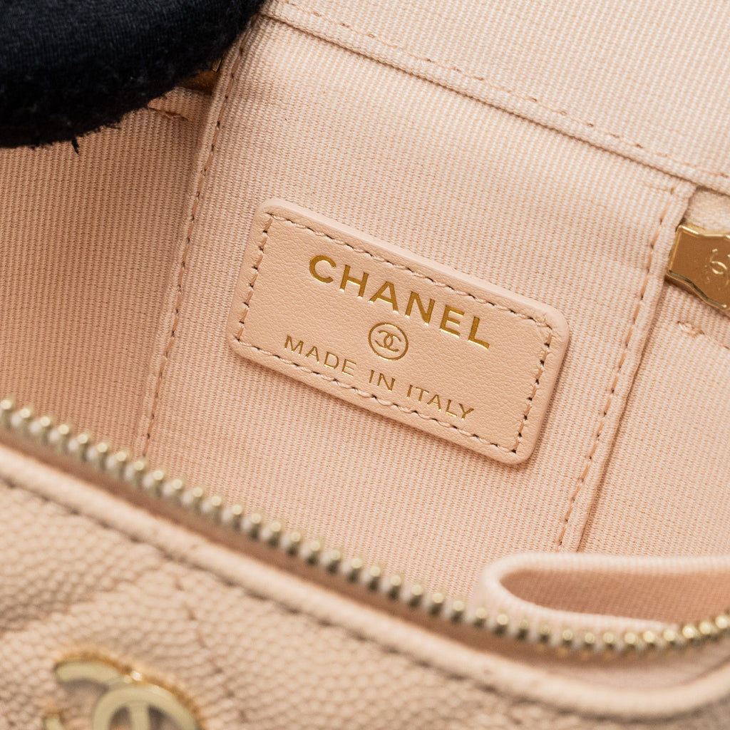 CHANEL MINI VANITY CASE CAVIAR LIGHT BEIGE LGHW