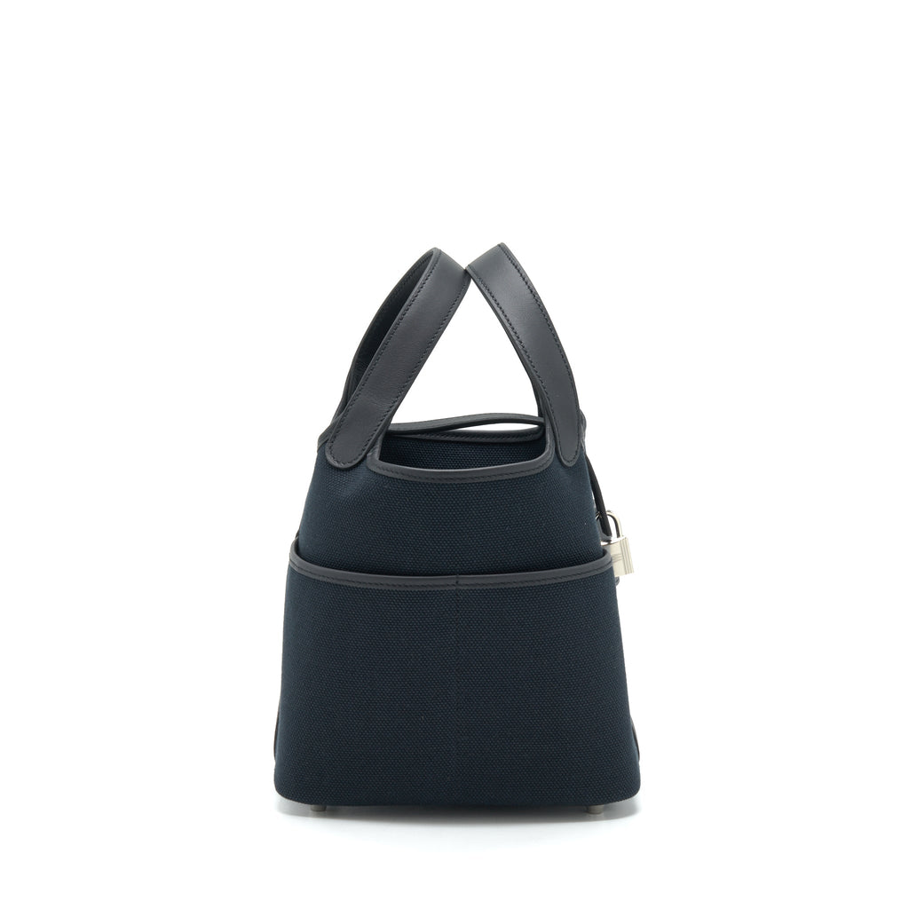 HERMES PICOTIN CARGO 18 SWIFT AND TOILE CANVAS BLACK SHW
