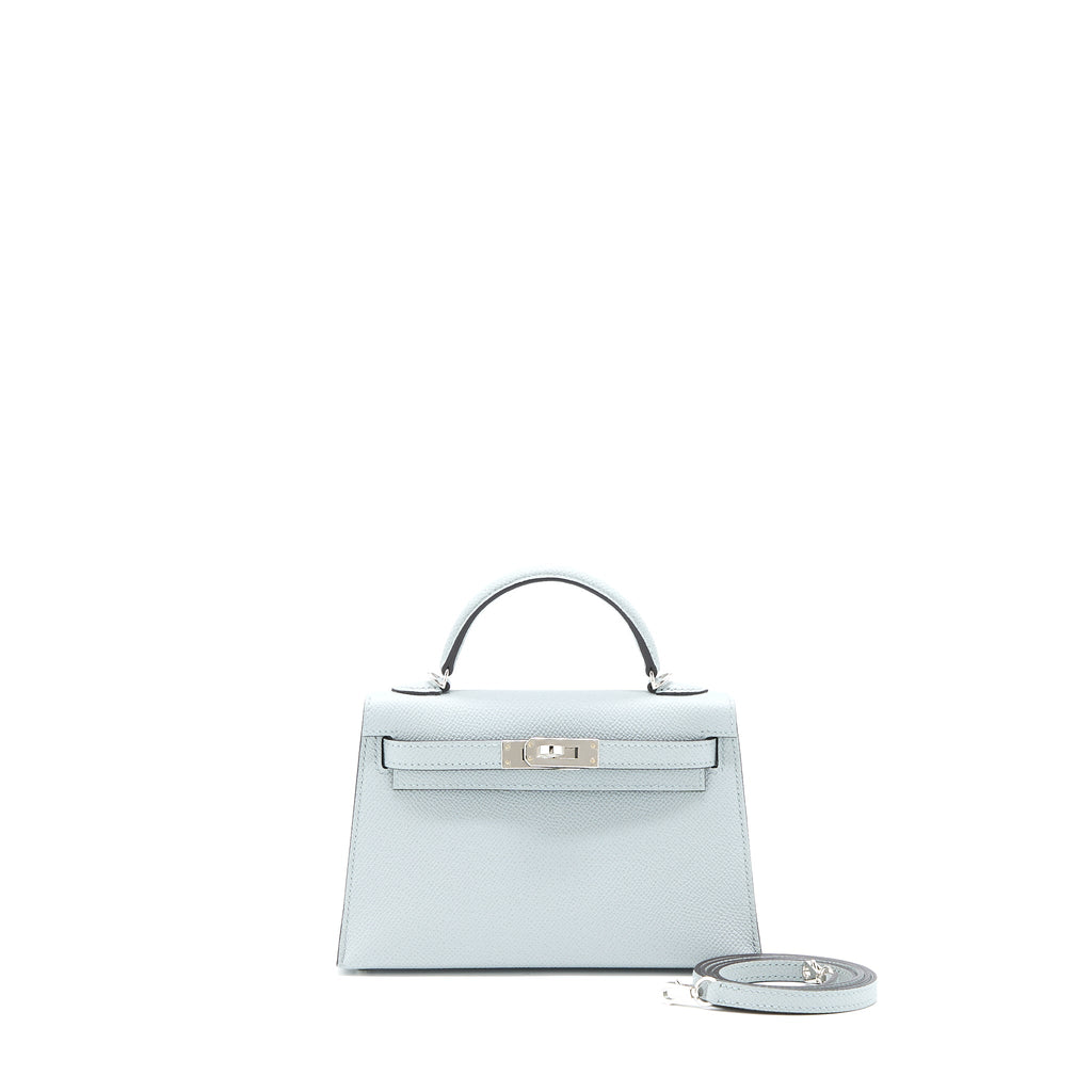 HERMES MINI KELLY II 20CM EPSOM 8U BLUE GLACIER SHW