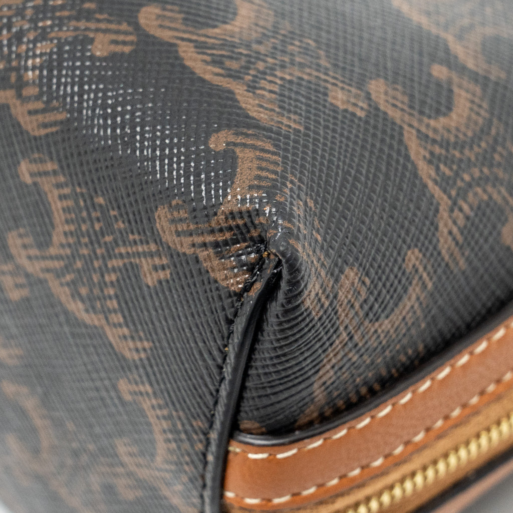 CELINE CLUTCH WITH CHAIN IN TRIOMPHE CANVAS / LAMBSKIN TAN GHW