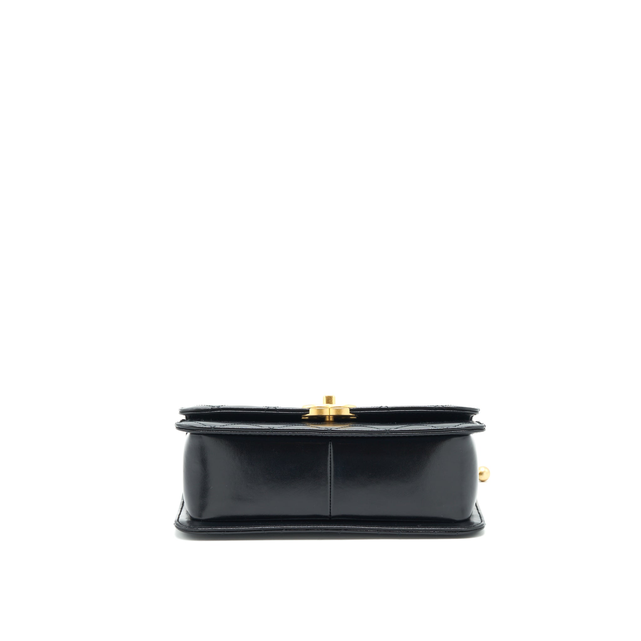 CHANEL 21A GOLD CRUSH FLAP BAG CALFSKIN BLACK GHW (MICROCHIP)