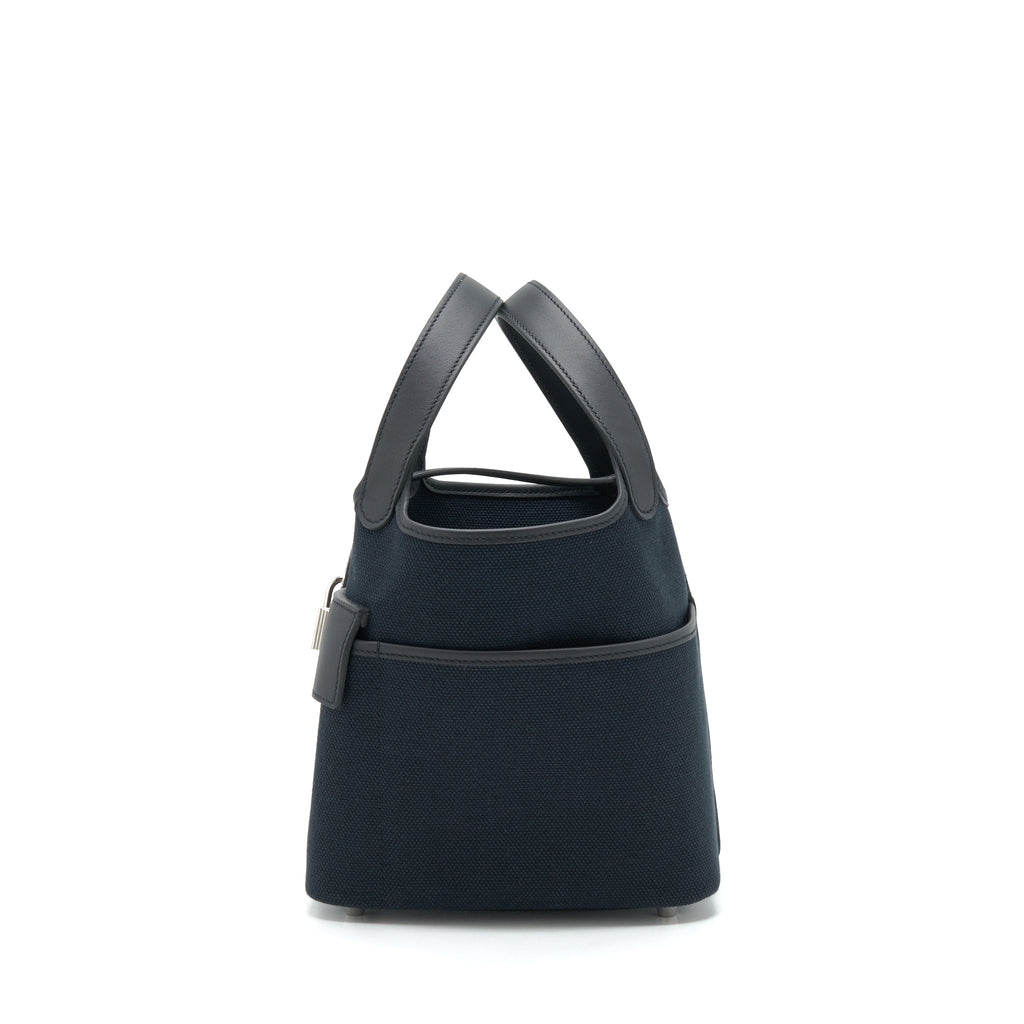 HERMES PICOTIN CARGO 18 SWIFT AND TOILE CANVAS BLACK SHW