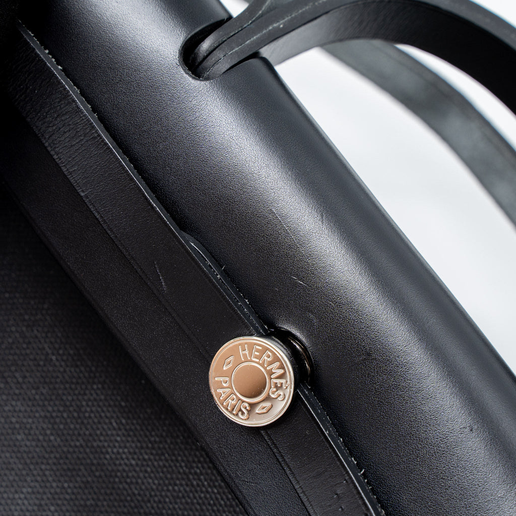 HERMES HERBAG 31 BERLINE CANVAS/VACHE HUNTER BLACK SHW