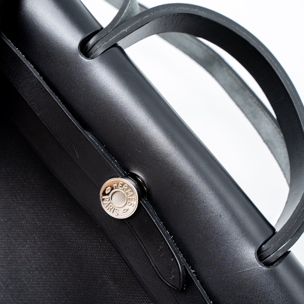 HERMES HERBAG 31 BERLINE CANVAS/VACHE HUNTER BLACK SHW