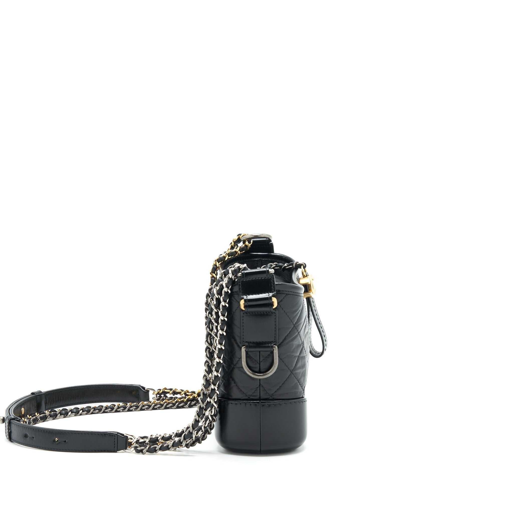 CHANEL SMALL GABRIELLE HOBO BAG BLACK MULTICOLOUR HARDWARE