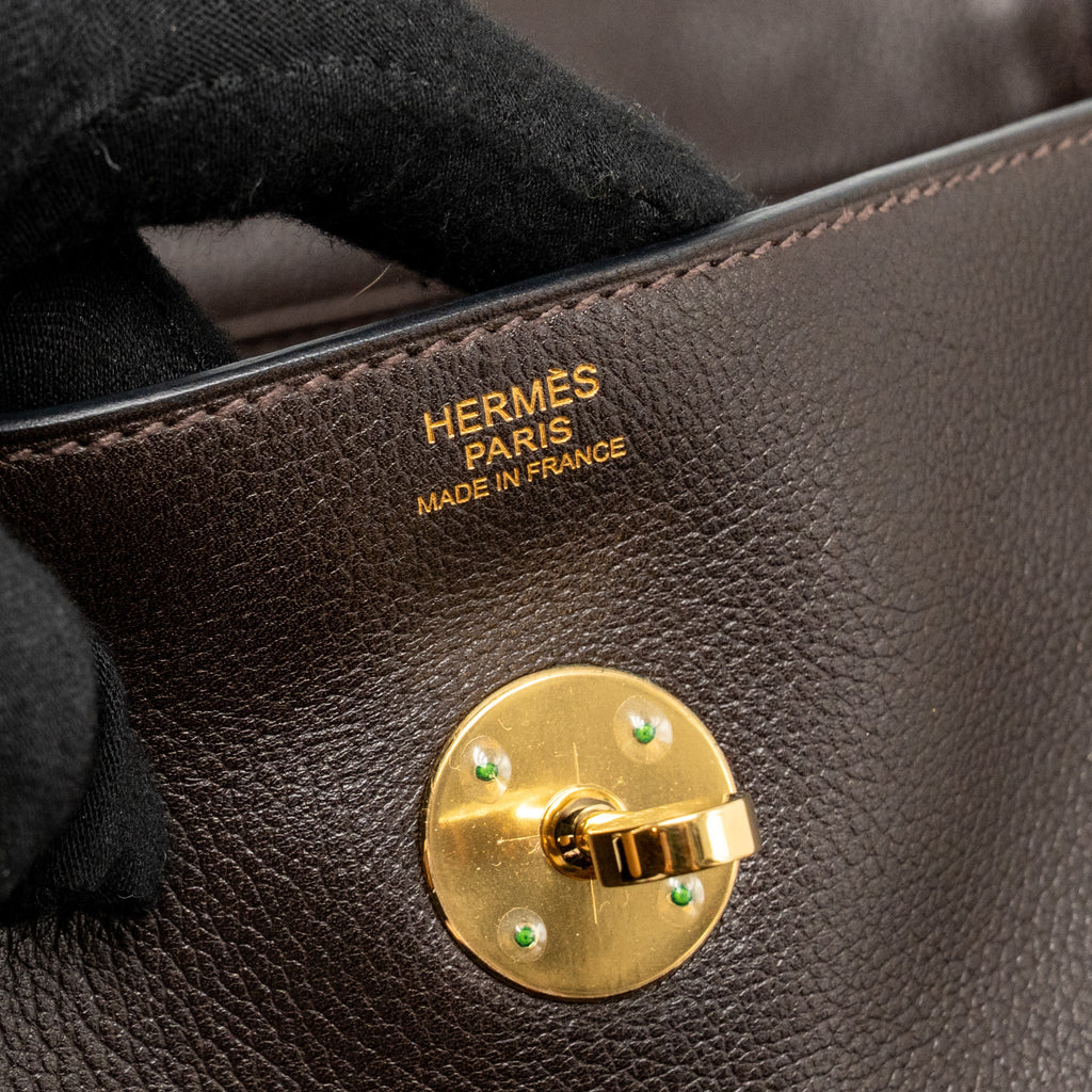 HERMES LINDY 30 EVERGRAIN EBENE GHW
