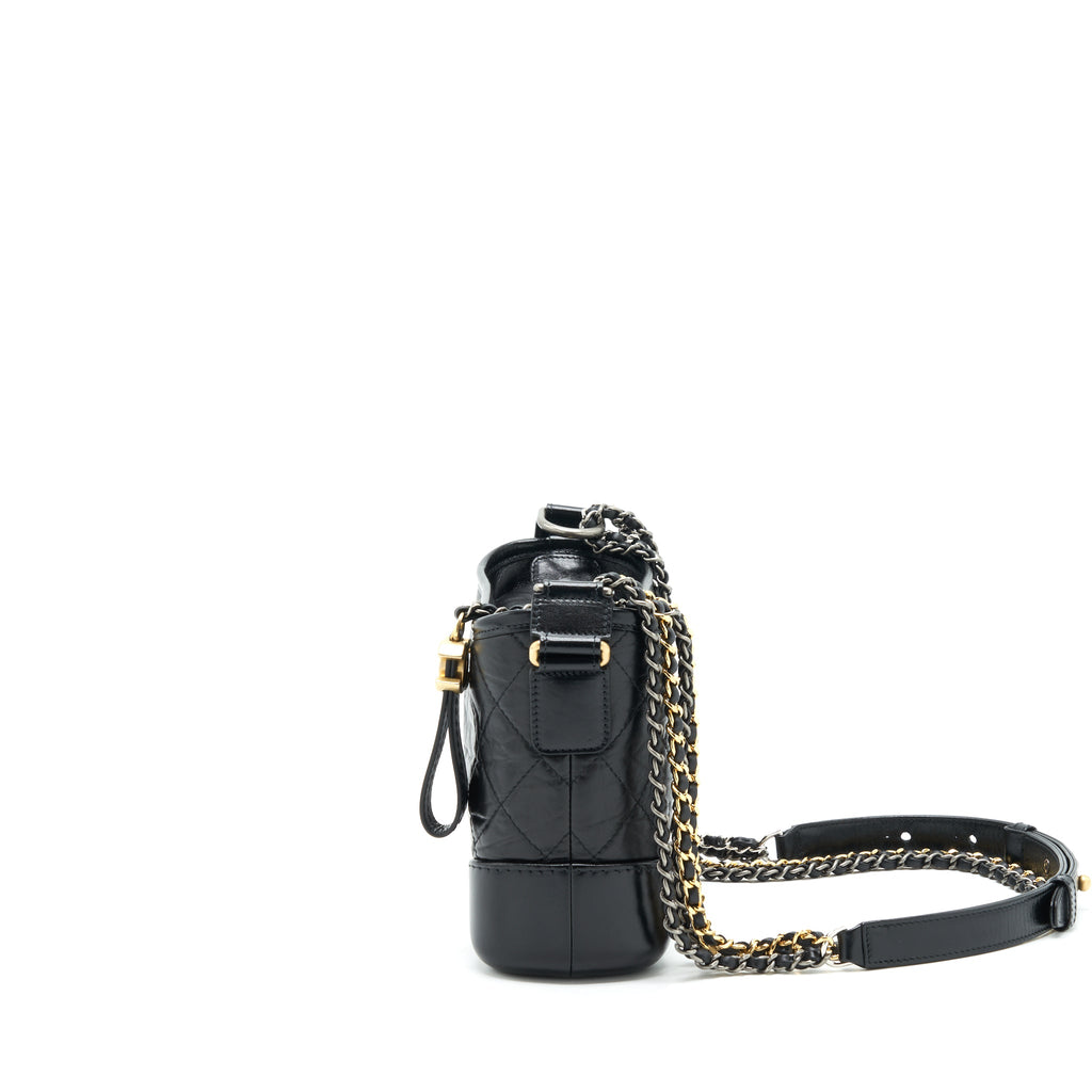 CHANEL SMALL GABRIELLE HOBO BAG BLACK MULTICOLOUR HARDWARE