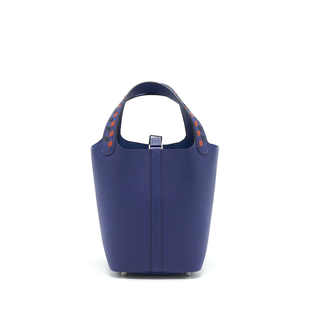 HERMES PICOTIN 18 LOCK BAG EPSOM BLEU ENCRE/ BRIQUE/ NOIR SHW