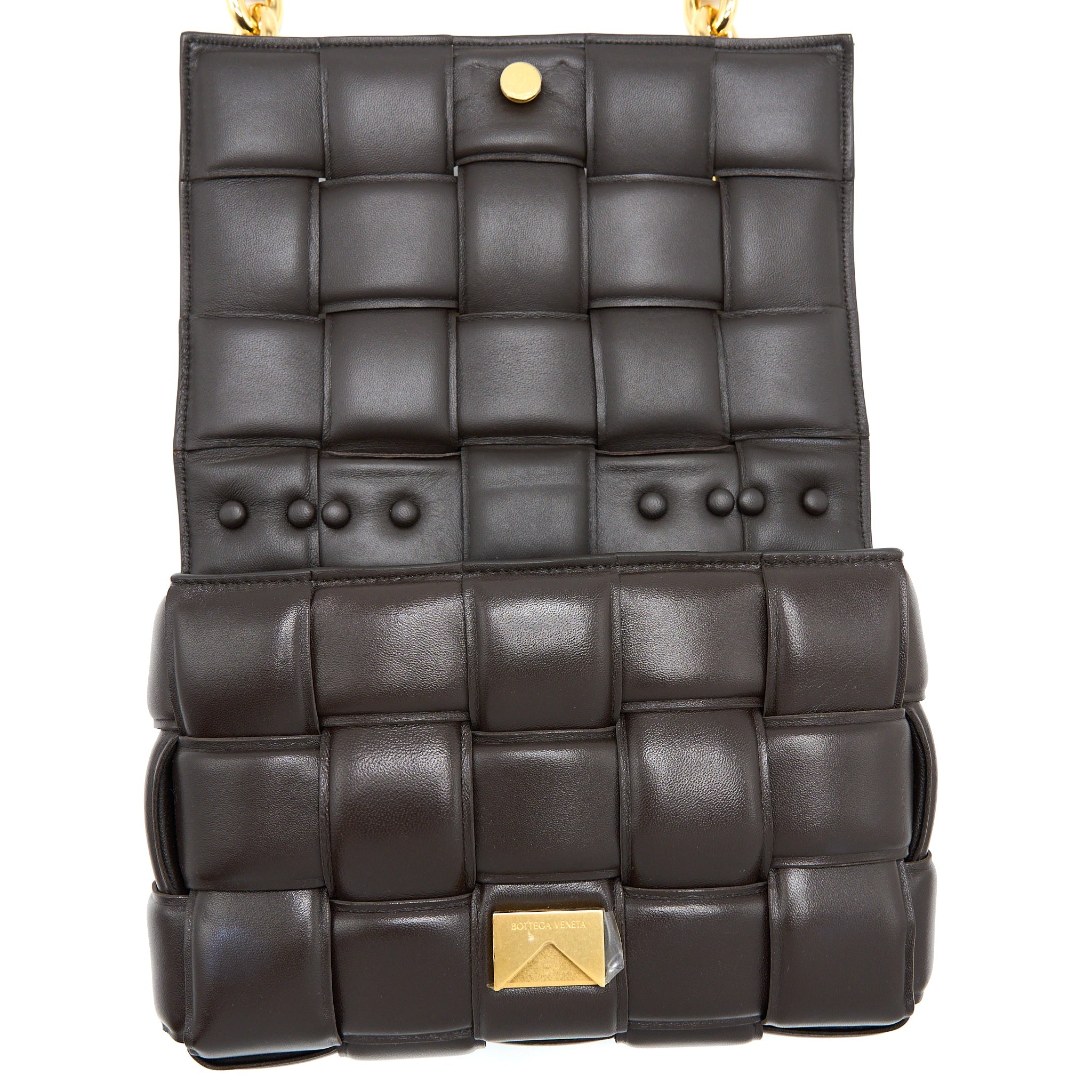 BOTTEGA VENETA CHAIN CASSETTE BAG DARK BROWN GHW