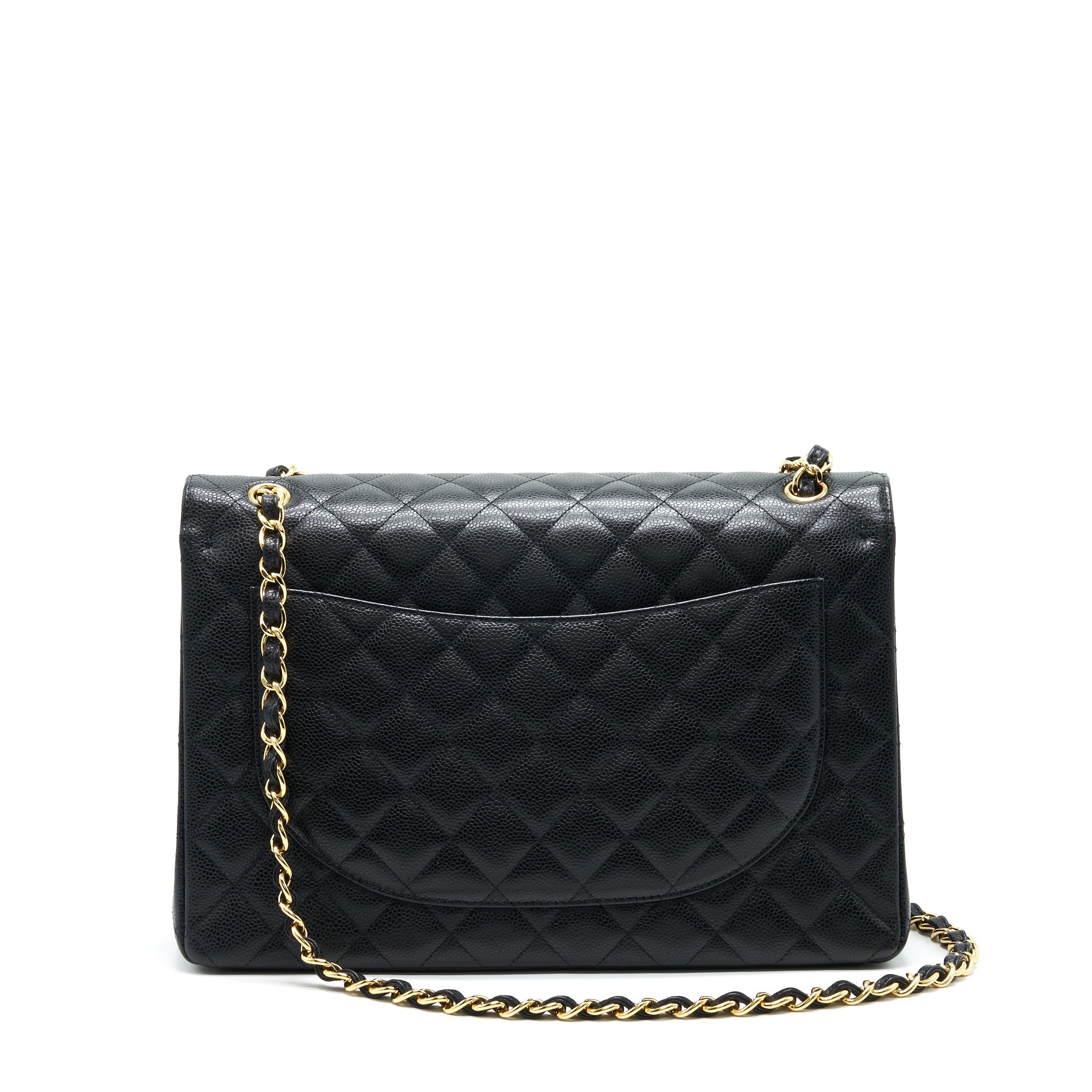 CHANEL MAXI CLASSIC DOUBLE FLAP CAVIAR BLACK GHW SERIAL 20