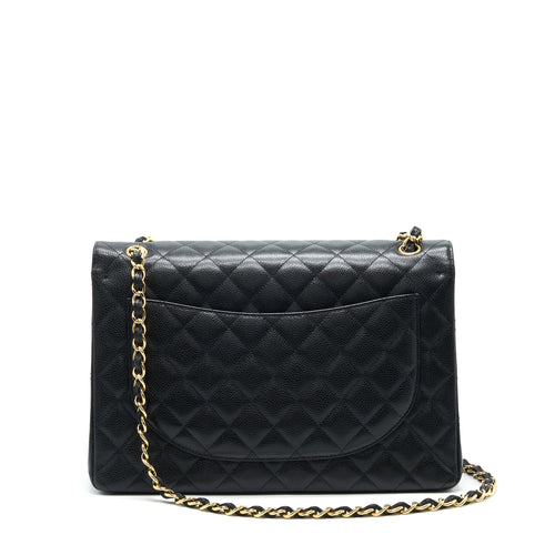 CHANEL MAXI CLASSIC DOUBLE FLAP CAVIAR BLACK GHW SERIAL 20