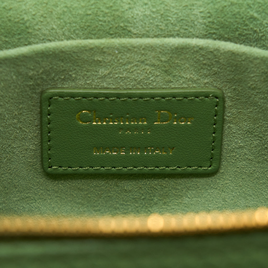 DIOR SMALL DIORTRAVEL VANITY CASE CANNAGE LAMBSKIN GREEN GHW