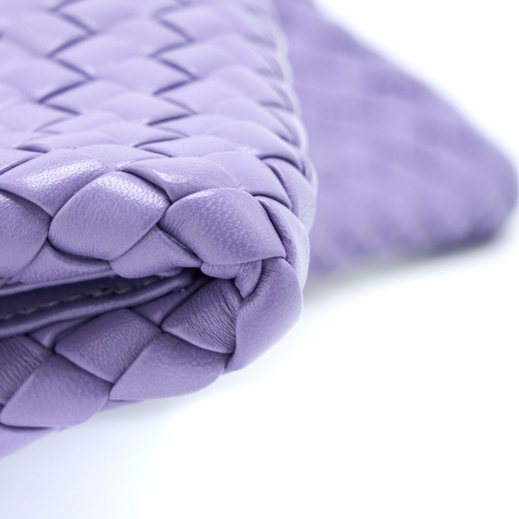 BOTTEGA VENETA CRISSCROSS CLUTCH BAG LAVENDER SHW