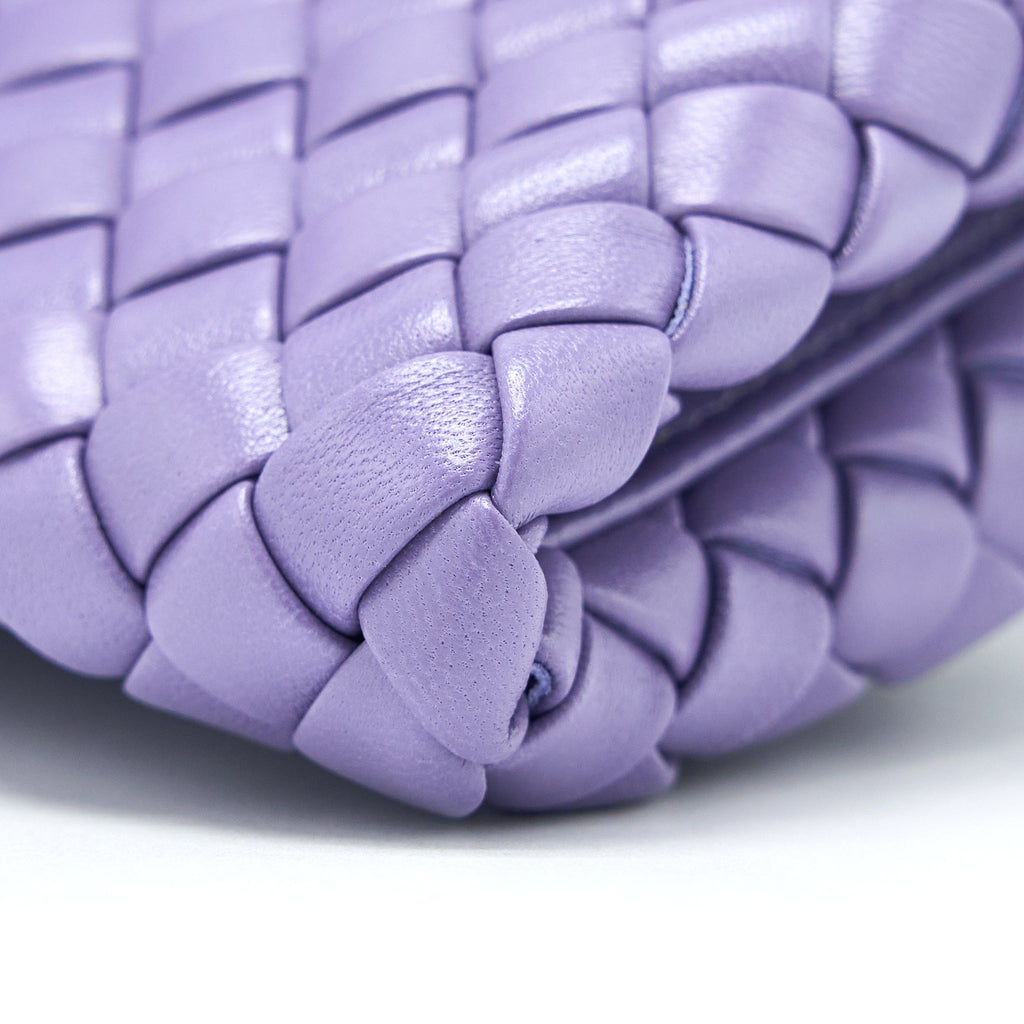 BOTTEGA VENETA CRISSCROSS CLUTCH BAG LAVENDER SHW